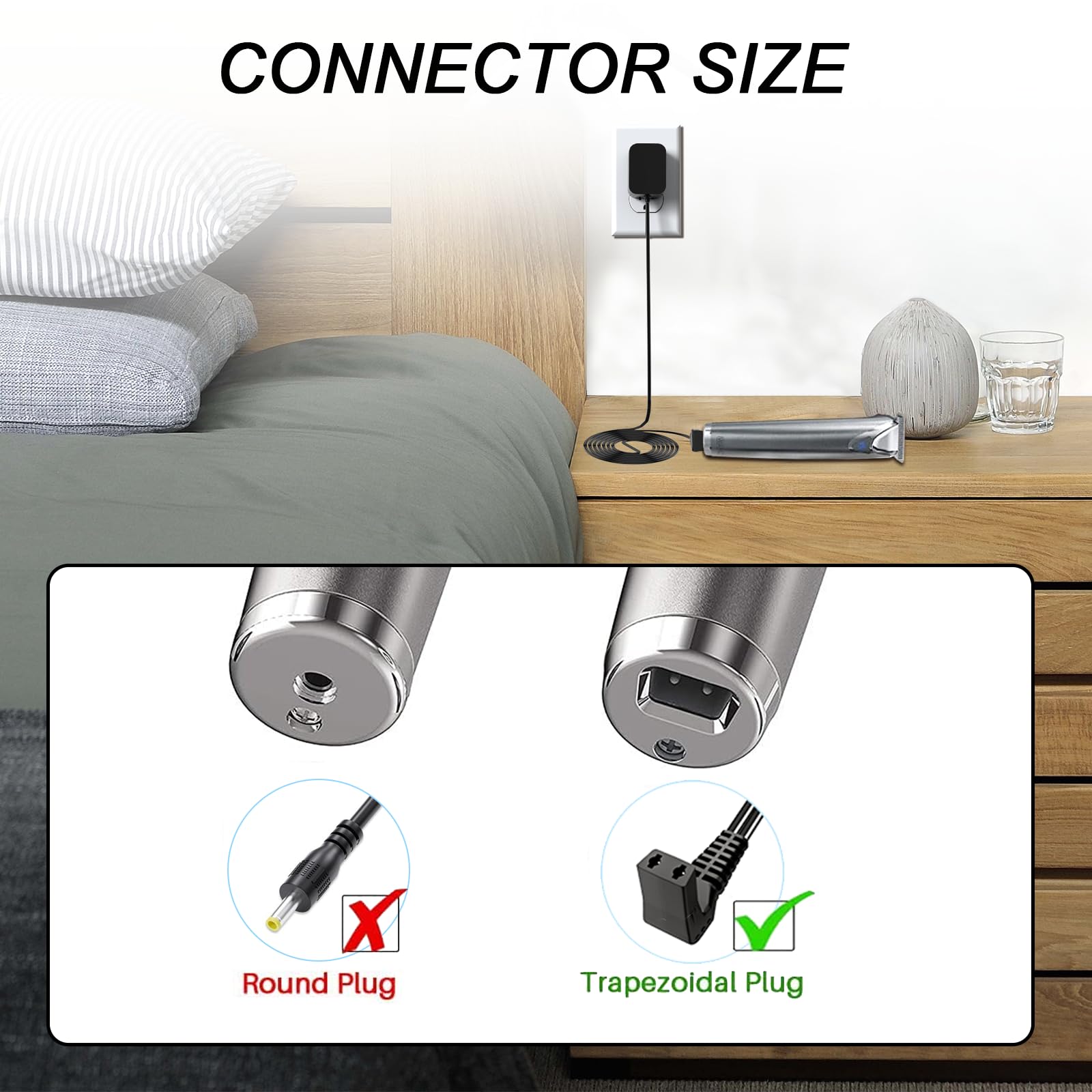 Vhbw Replacement Charger For Wahl Trimmer 9864, Wss31, 9870, 9818A Charging Cable, 5V Power Cord For Wahl 9864Ss, Ss2L, 5616L, 5
