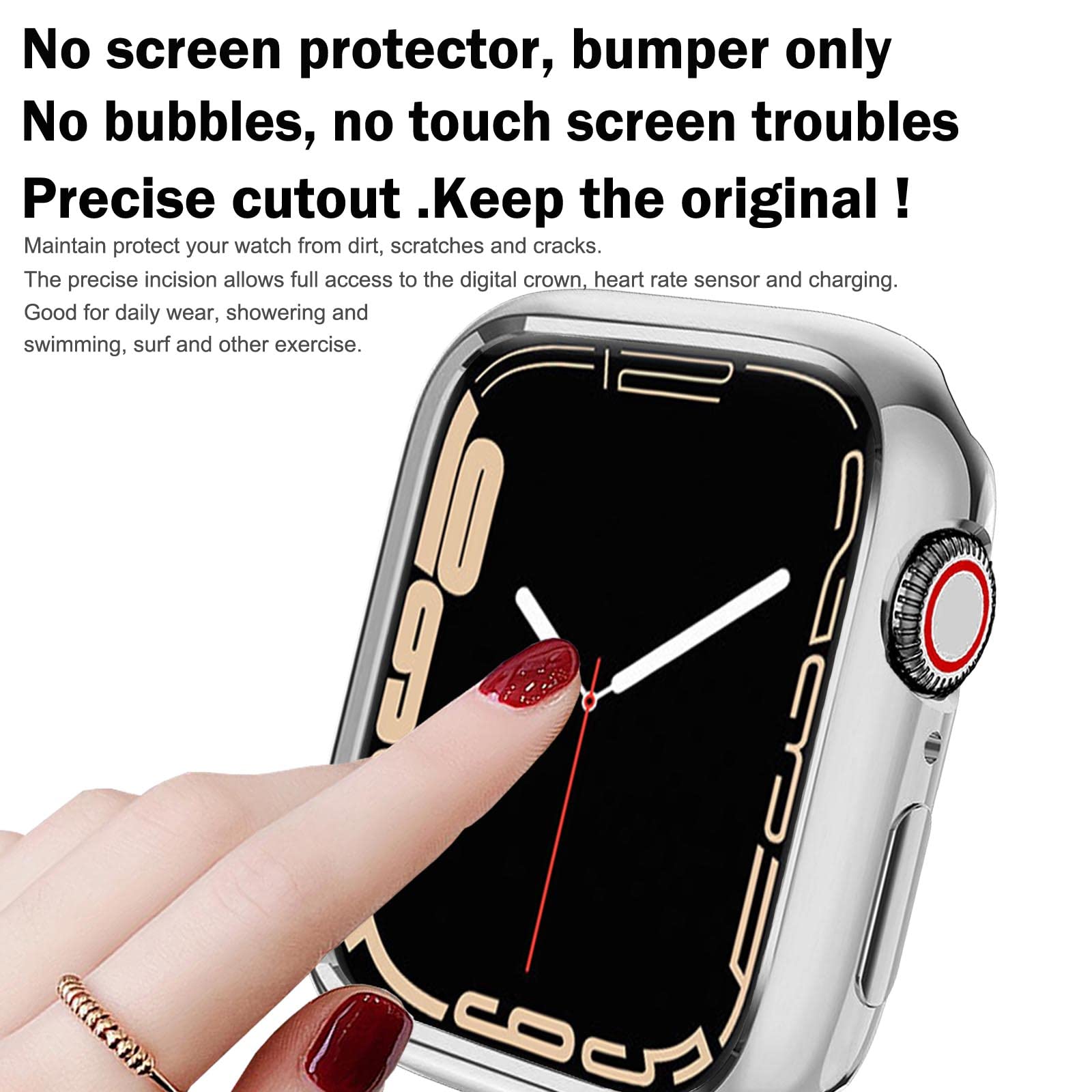 Botomall Compatible With Apple Watch Case 40Mm Series 6 5 4 Se Soft Flexible Tpu Thin Lightweight Protective Bumper For Iwatch [No Screen]   Shiny Silver