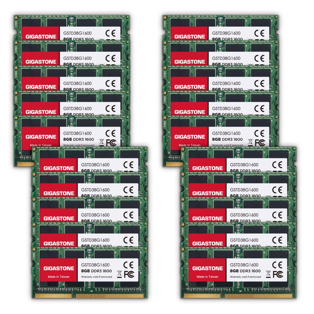 ?Ddr3 Ram? Gigastone 8Gb 20 Pack Kit (20X8Gb) Ddr3/Ddr3L 1600Mhz (1333Mhz) Pc3 12800 (Pc3 10600) Cl11 1.35V/1.5V 2Rx8 Sodimm 204