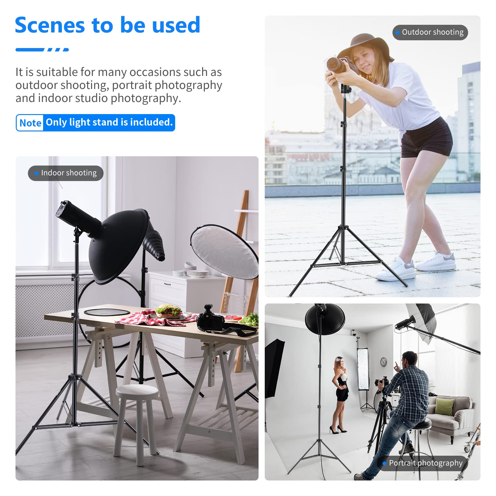 Neewer Photography Light Stand, 3 6.6Ft/92 200Cm Adjustable Sturdy Tripod Stand For Reflectors, Softboxes, Lights, Umbrellas, Lo