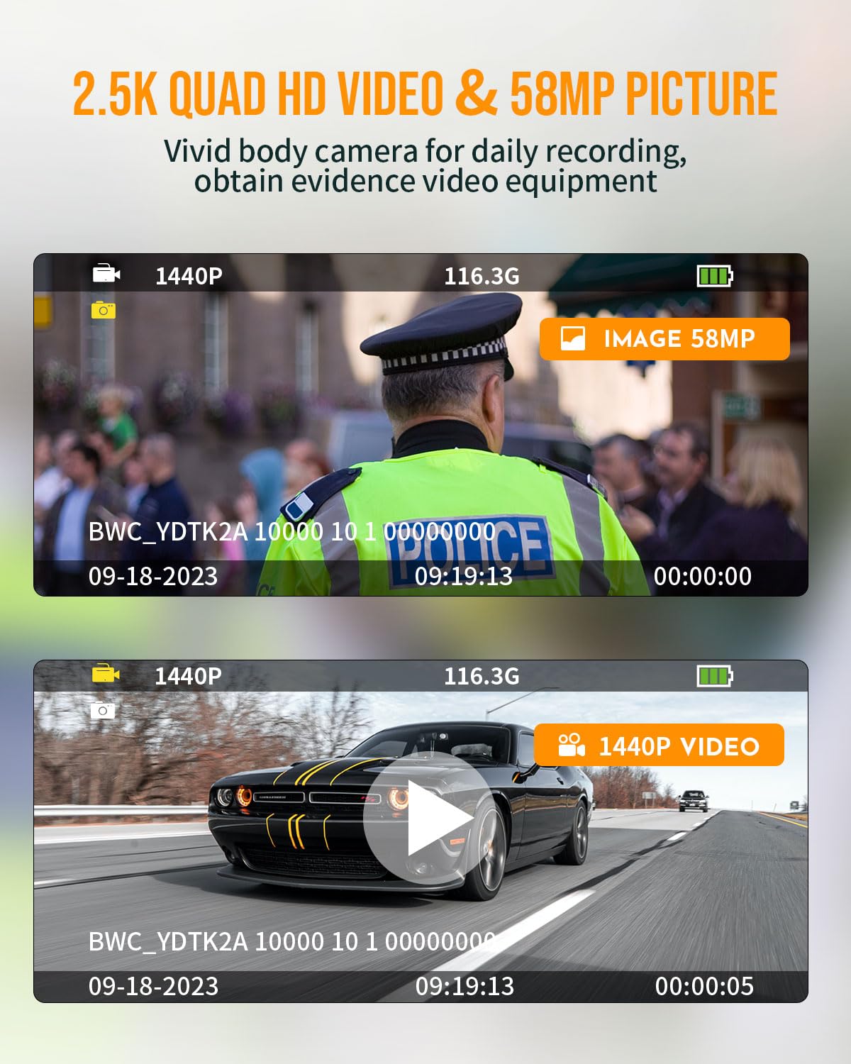 Yulongdt 1440P Body Cam, 128Gb Body Cameras With Audio And Video Recording, Wearable Body Camera For Police, Personal, Infrared