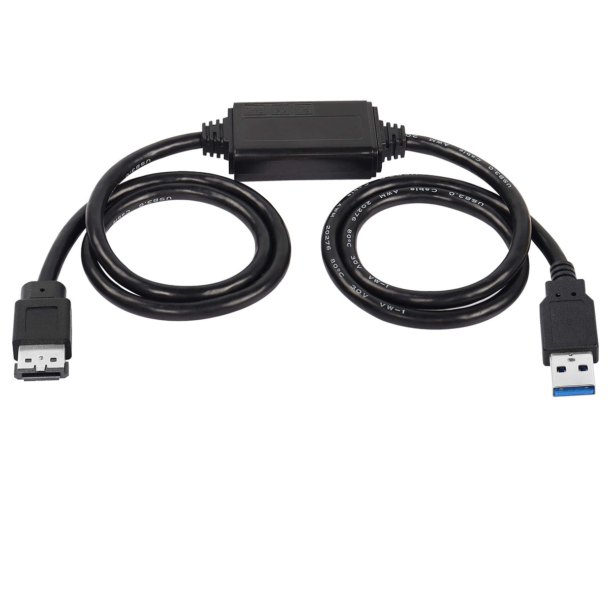 Xmsjsiy Usb To Esata Adapter Cable 5Gbps Usb 3.0 To Power Esata Converter Cable 5V For Hdd/Ssd/Odd Laptop Pc   3 Ft/1M