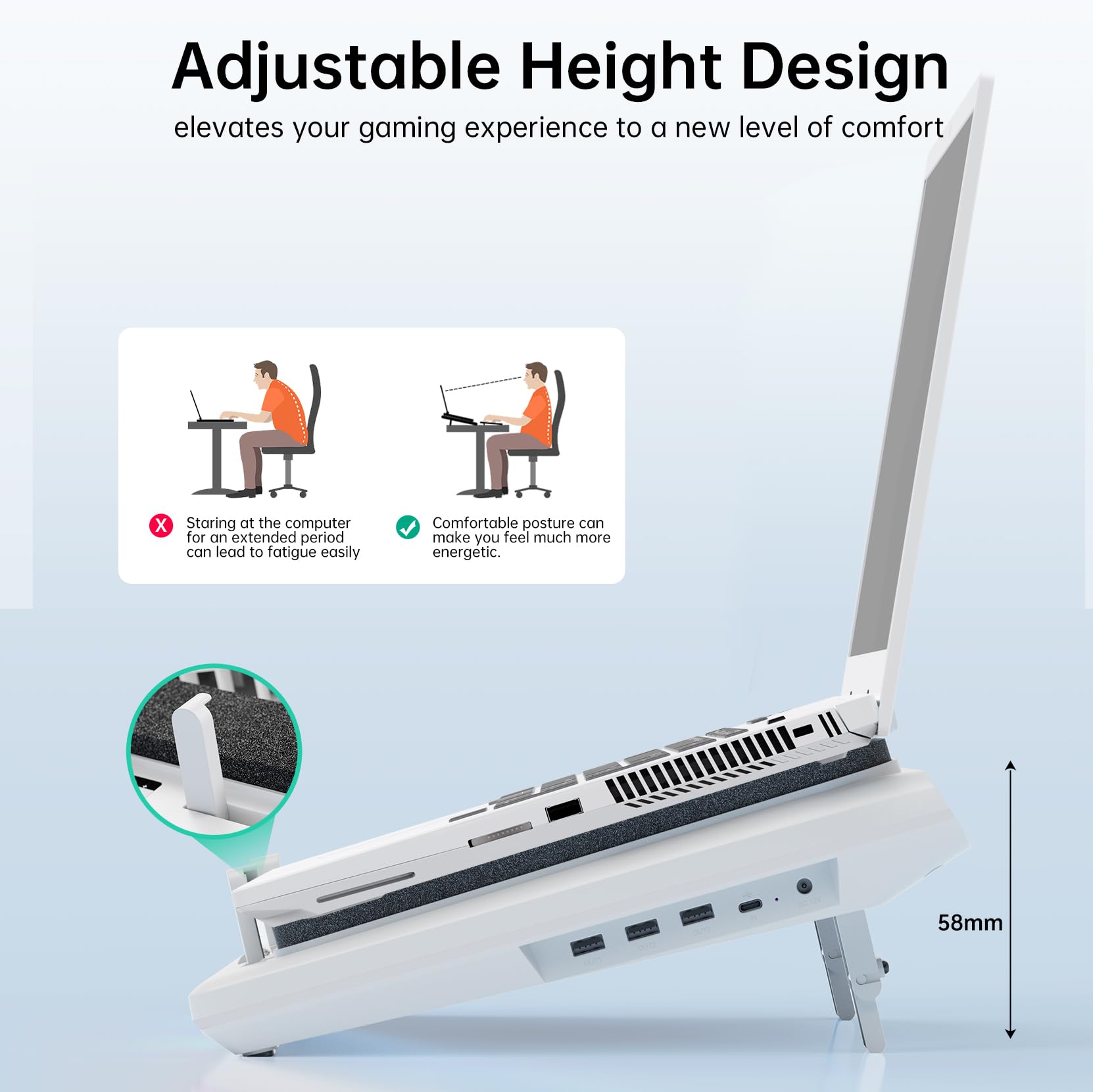 Llano Laptop Cooling Pad, Gaming Laptop Cooler With Powerful Turbo Cooling Fan(5.5Inch Diameter), Infinitely Variable Speed, Tou