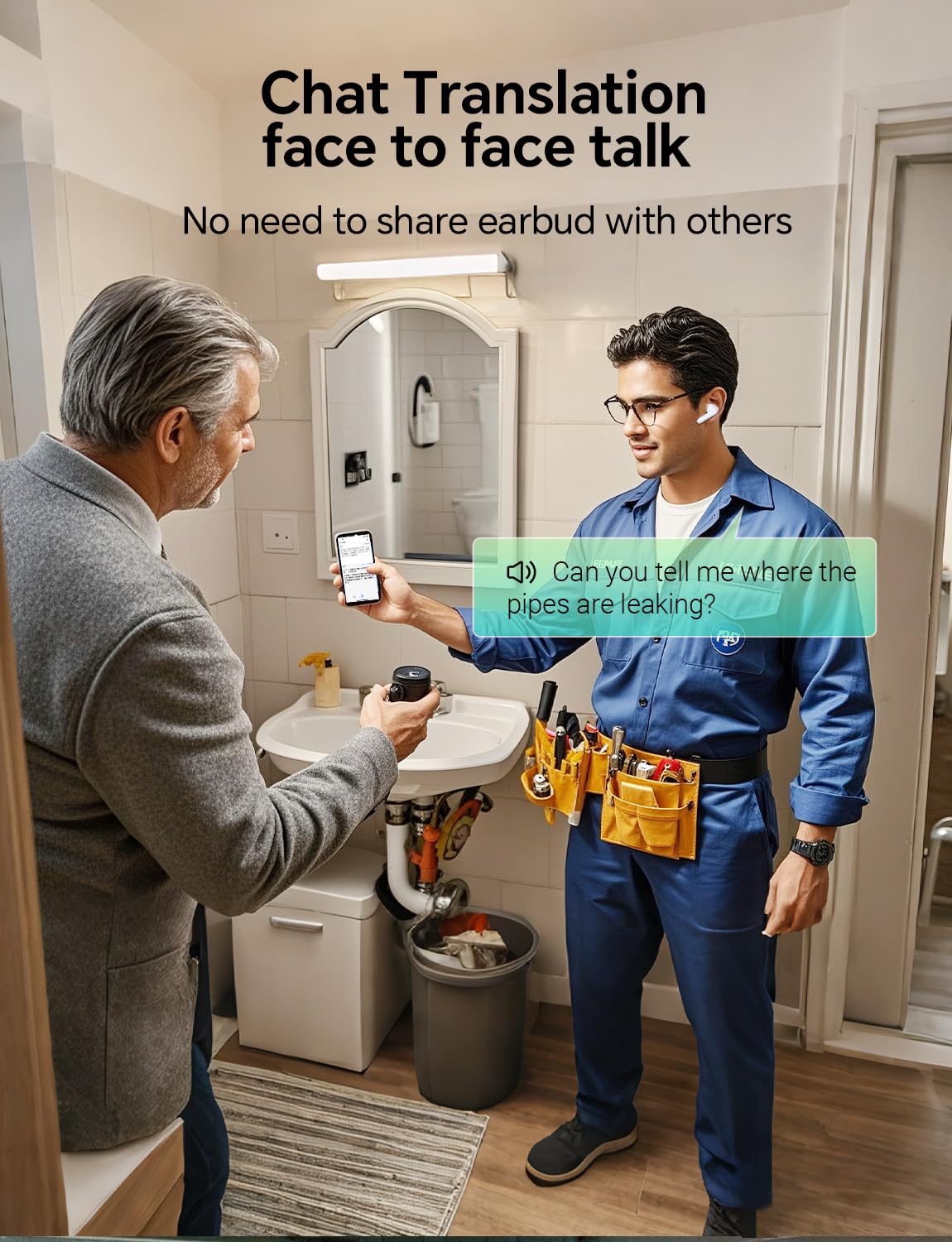 Polypal P1 - Ai Translator Earbuds For Real-Time Speech & Video, Support 138 Languages, Smart Noise Reduction, 7 Versatile Trans