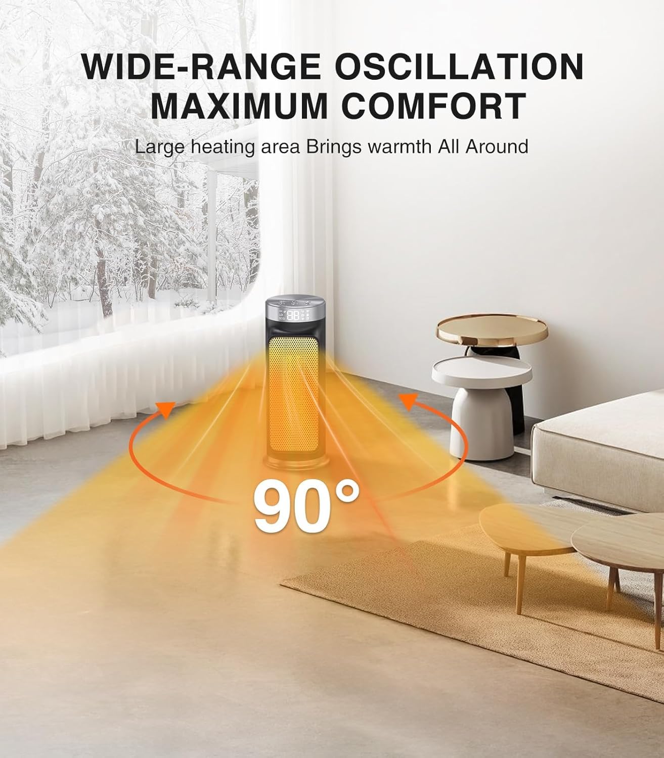 1500W Smart Electric Space Heater For Indoor Spaces   Wifi/App Control, Remote Included, 24H Timer, 5 Modes For Home, Office, Be