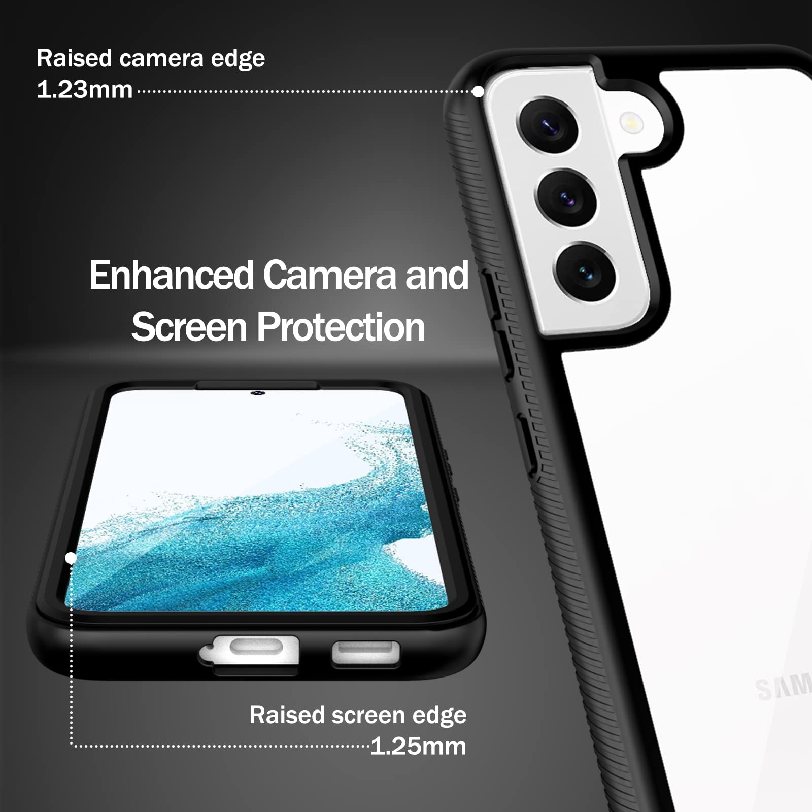 Wahhle Compatible With Samsung Galaxy S22 Case, Full Body Protection Phone Cover With Screen Protector ?Built In, Touch Sensitiv