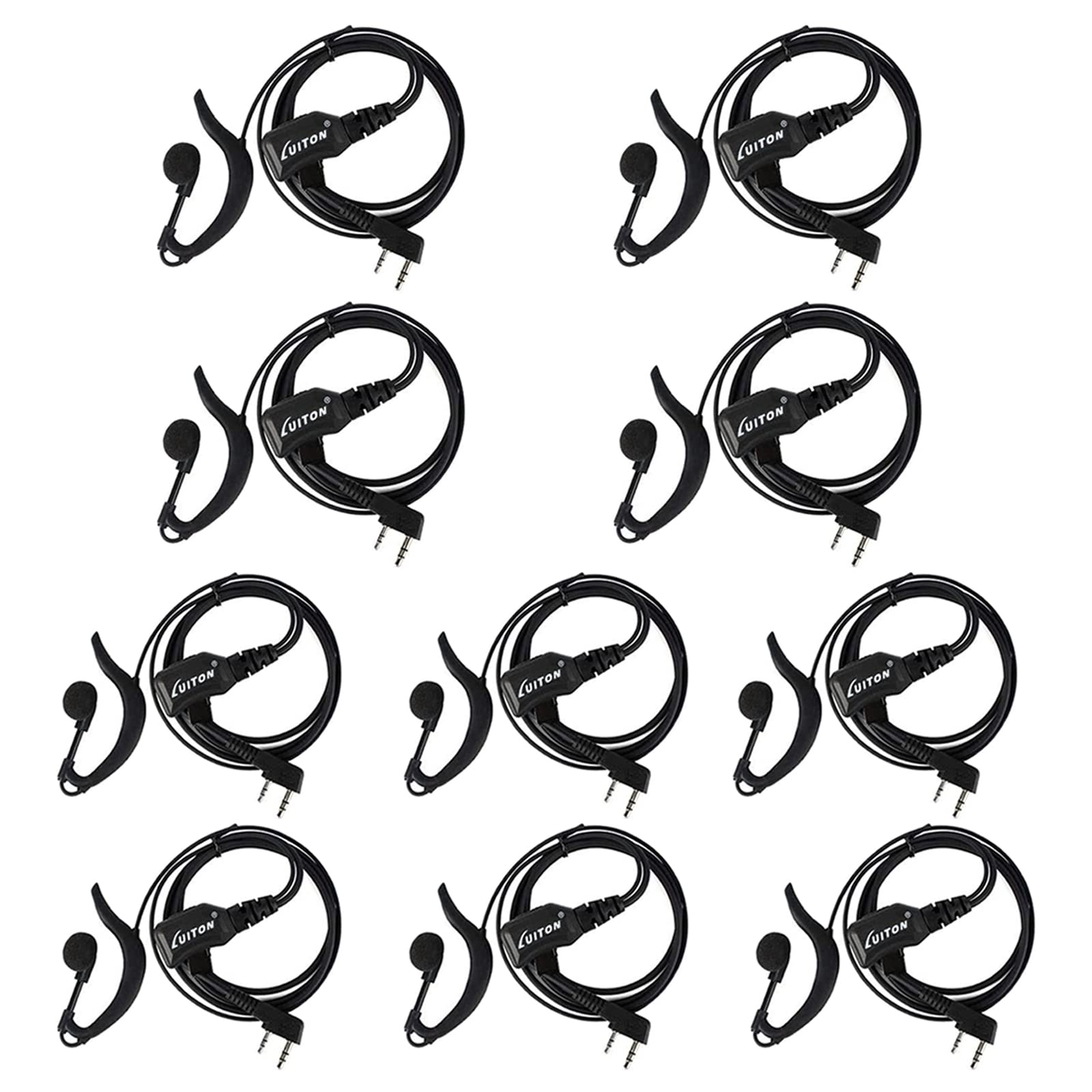 Walkie Talkie Earpiece With Mic For Baofeng Radio Retevis G Shape Headset For Baofeng Uv 5R Bf 888S Arcshell Retevis H 777 Rt21 Rt22 Kenwood 2 Way Radio By Luiton (10 Pack)
