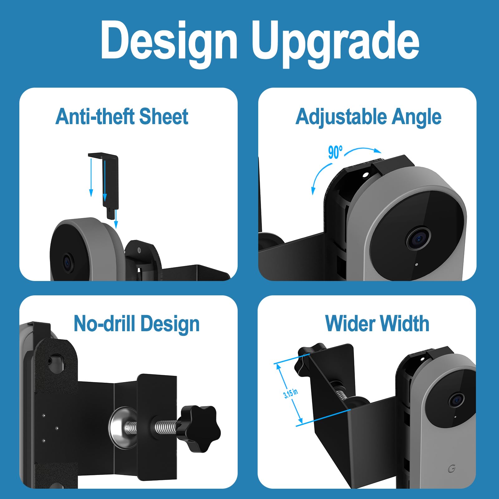 Anti Theft Adjustable Mount For Google Nest Doorbell (Battery), No Drill Mount For Google Doorbell Camera, Adjustable (45 Left A