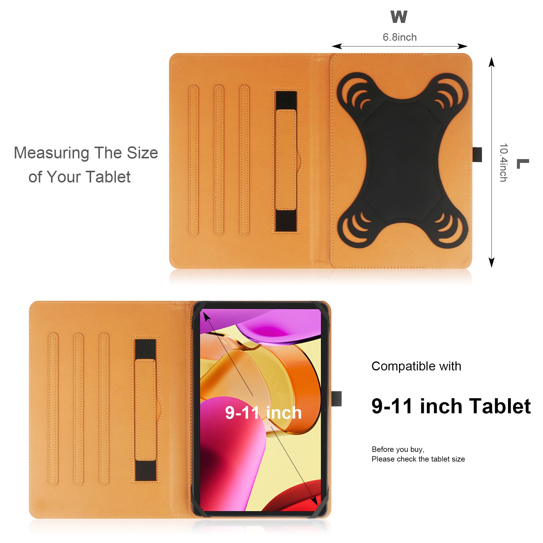 Xiaoll 9'' 10.5'' Inch Universal Tablet Case, Protective Cover Stand Folio Case For 9 10 10.5 Inch Android Touchscreen Tablet, W