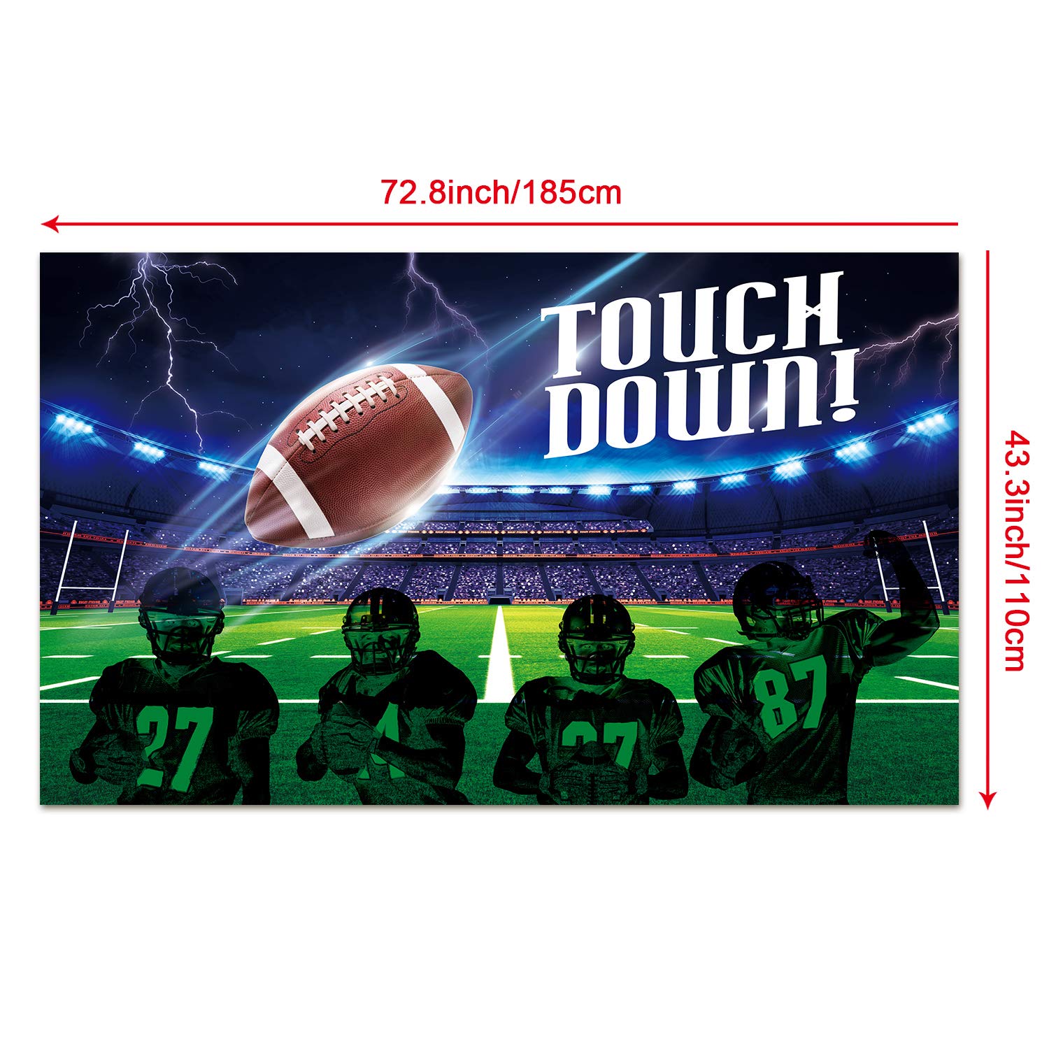 Football Party Decoration Supplies, Large Fabric Football Scene For Touch Football Down Party Supplies, Football Field Photo Boo