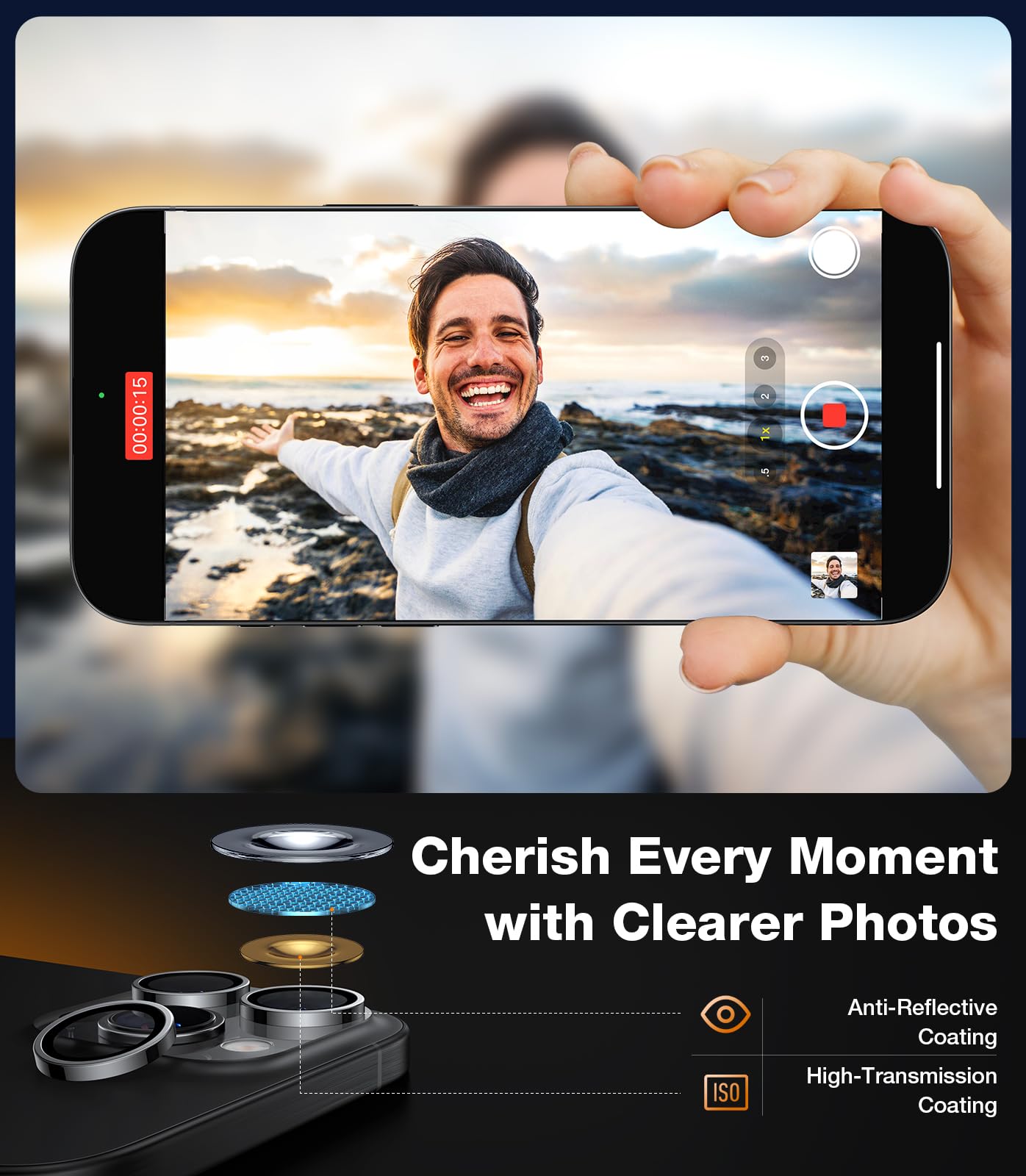 Torras Top Notch Lensguard For Iphone 16 Pro Max/16 Pro Camera Lens Protector [1:1 Invisible Perfect Fit & Capture Ultra Clarity