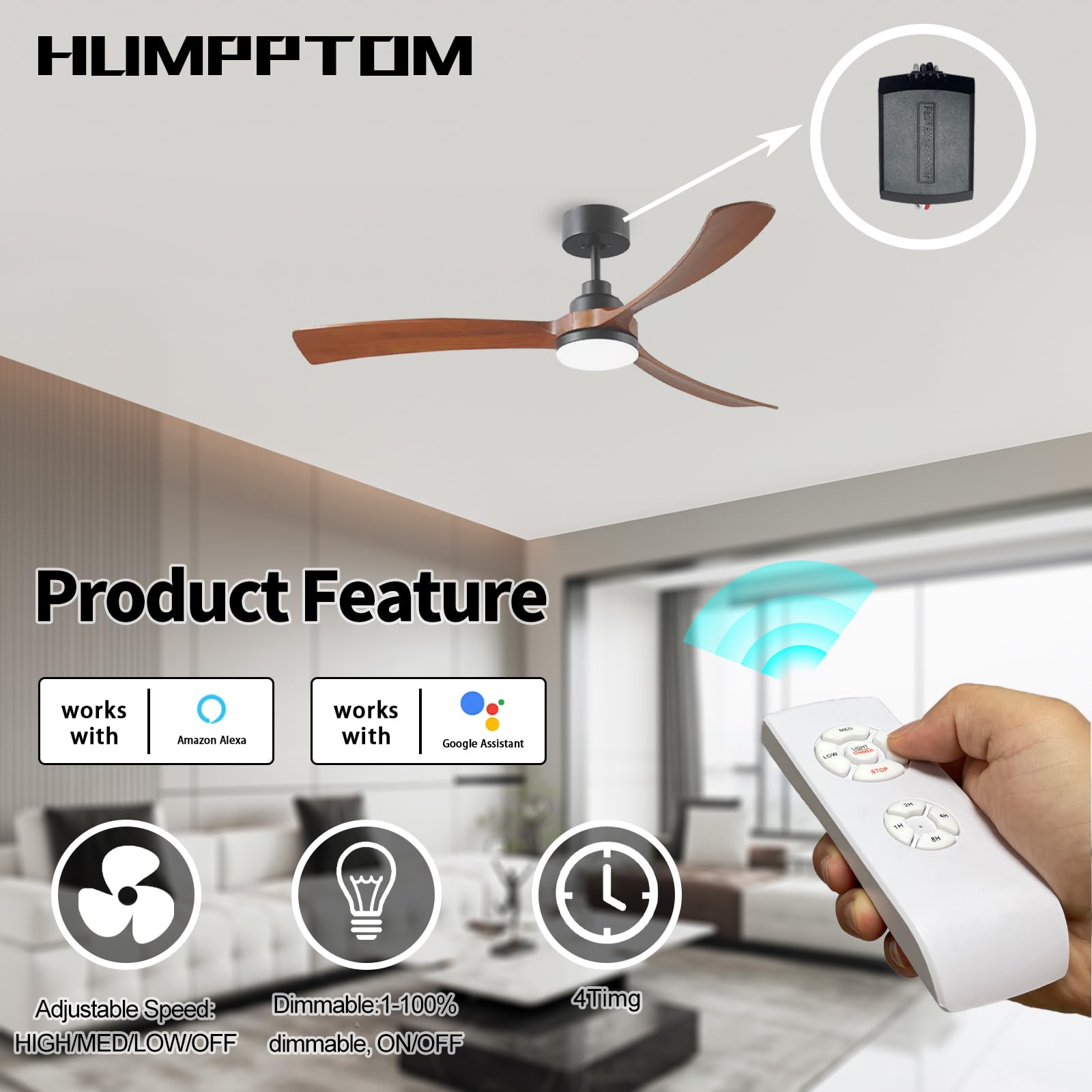 Universal Smart Wifi Ceiling Fan Remote Control Kit, Compatible With Alexa, Google Assistant And Smart Life App, No Hub Required