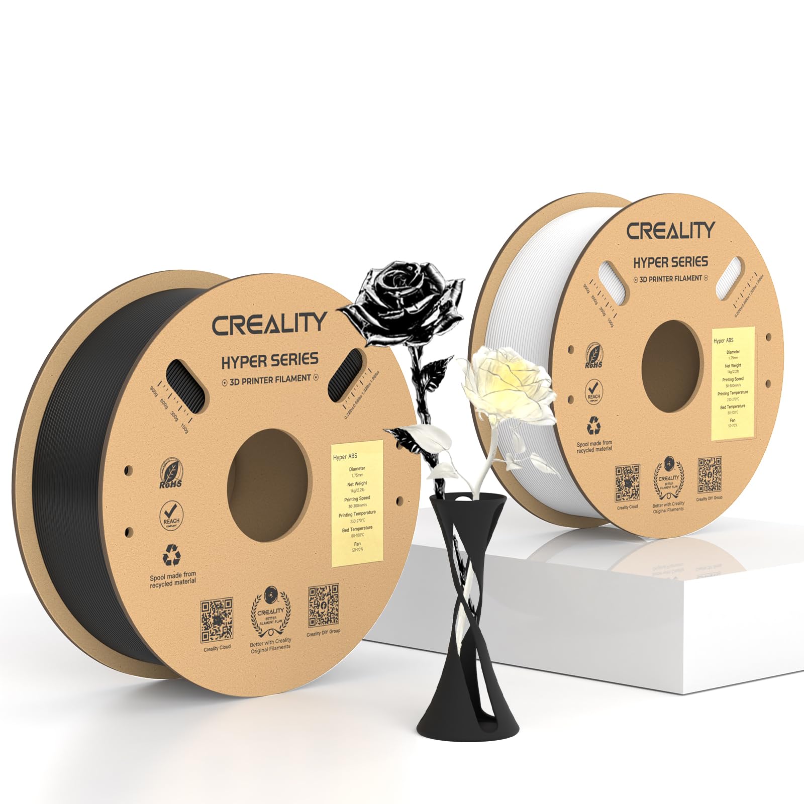 Creality Hyper ABS Filament 1.75mm, 3D Printer Filament ABS for High Temperature Resistance, 1kg(2.2lb)/Spool, Dimensional Accur