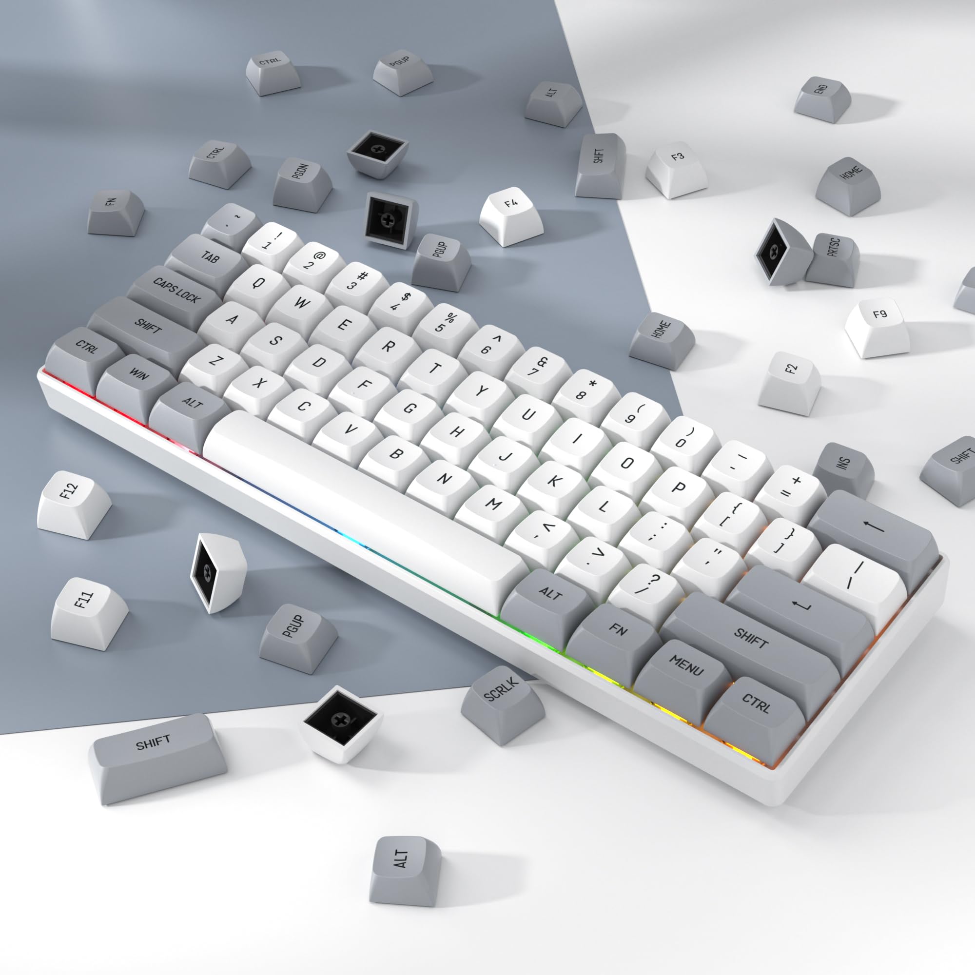 Surmen Csa Profile 118 Keys Double Shot Pbt Keycap Custome Keycaps For 61/68/84/87 Mechanical Gaming Keyboard (Grey)