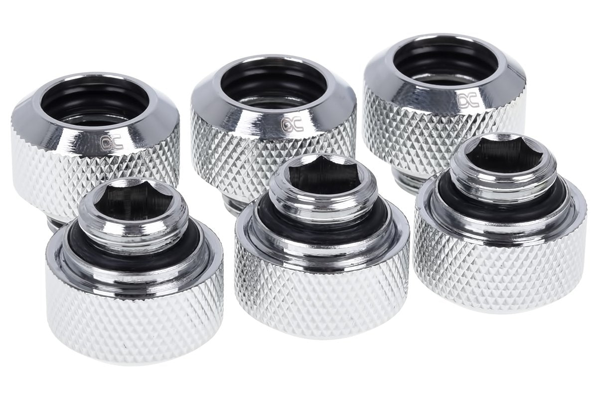 Alphacool 17376 Eiszapfen 13Mm Hardtube Compression Fitting G1/4   Knurled   Chrome Sixpack Water Cooling Fittings