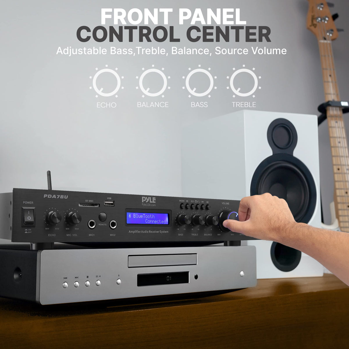 Pyle 5 Channel Rack Mount Bluetooth Receiver, Home Theater Amp, Speaker ...