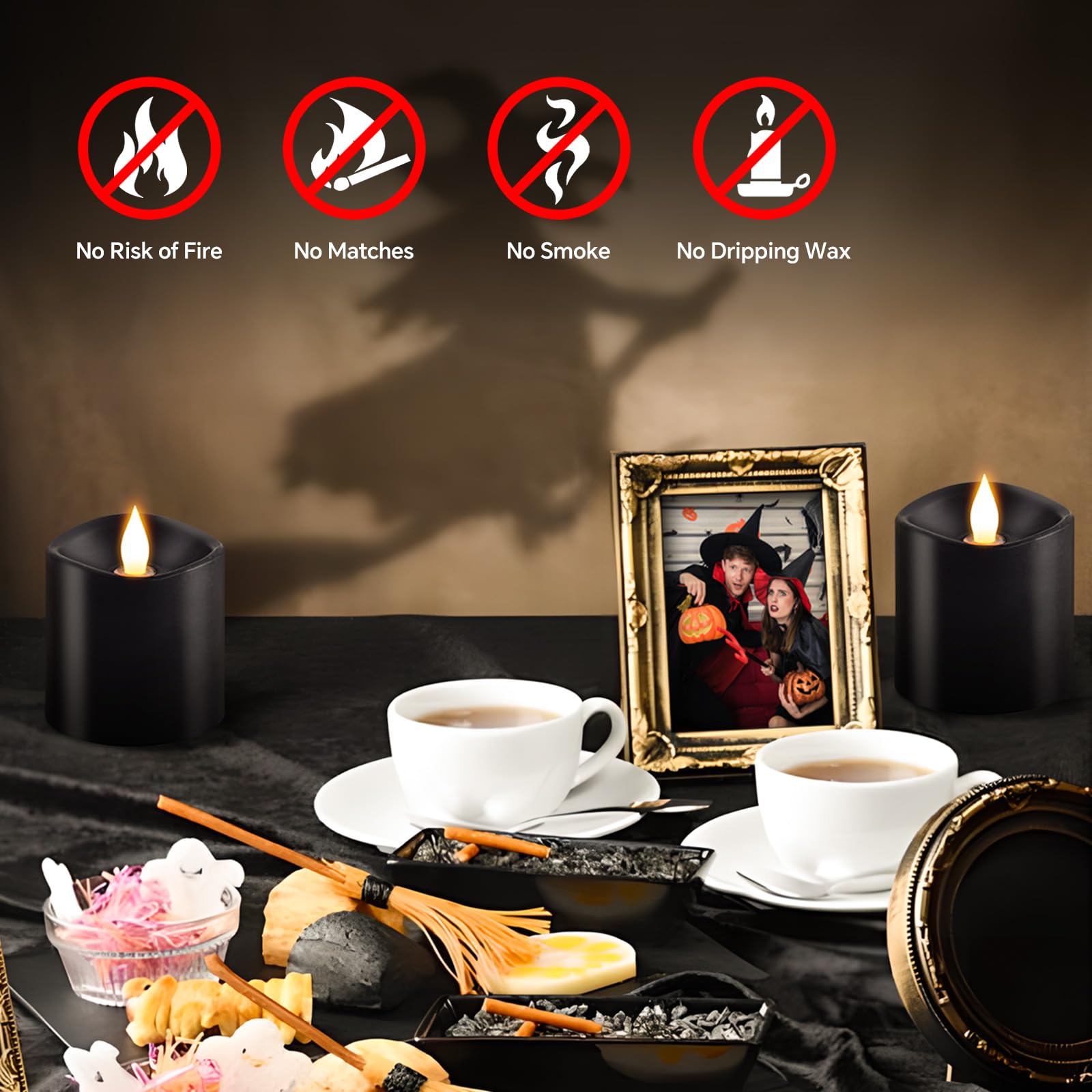 Milysoek 3X3 Flickering Flameless Candles Set Of 3, Led Candles Battery Candles Flickering,With Timer, 3 Inch Flameless Candles