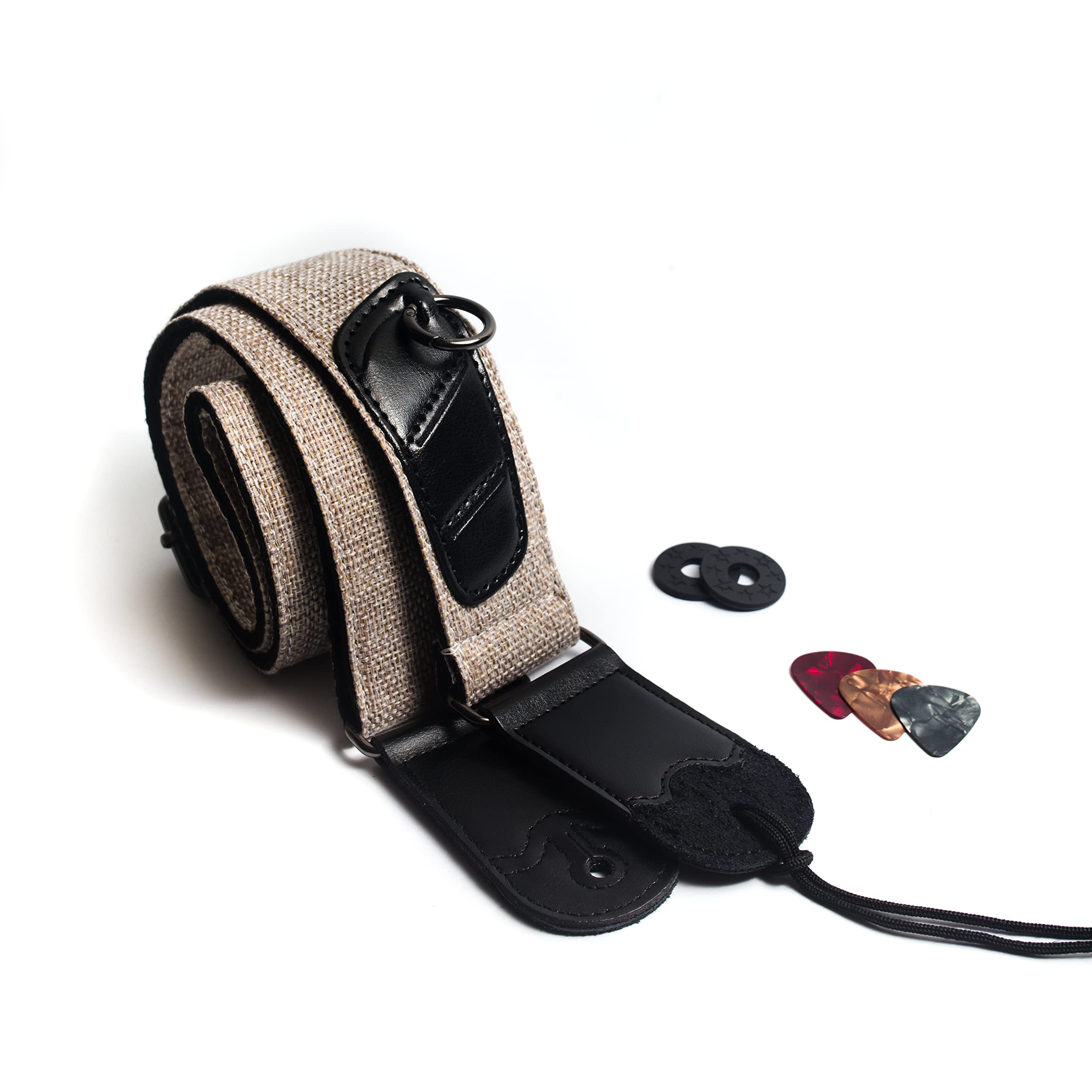 Guitar Strap For Bass, Electric & Acoustic Guitar, Strap Locks Included (Beige), One Size, (LMR00_0312)