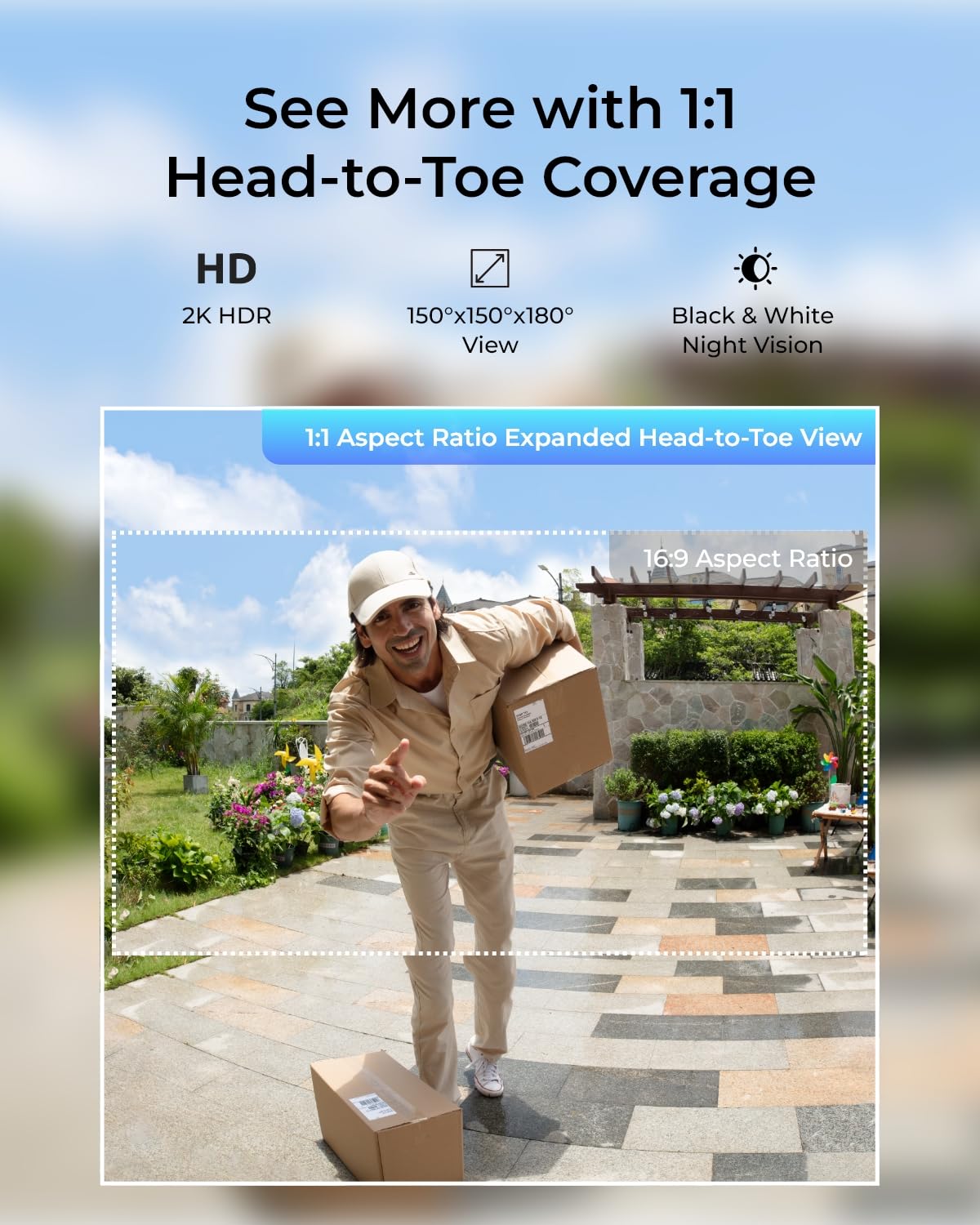 Reolink Wireless 2K Battery Video Doorbell Camera, 150X150 Head To Toe View, 2.4/5 Ghz Wifi, Battery Or Wired Power Options, Two