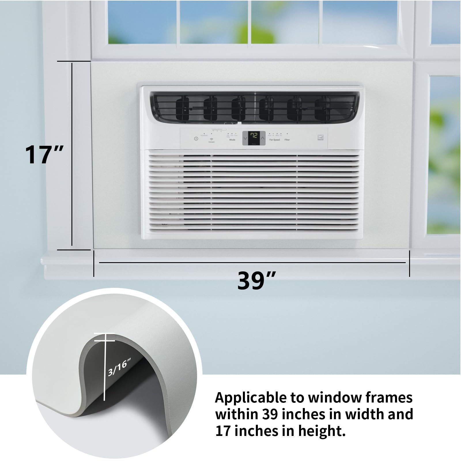 Window Air Conditioner,Side Insulated Foam Panel Sbr001White, Summer/Winter Heat And Draft Insulating,Two Piece Panels Window Se