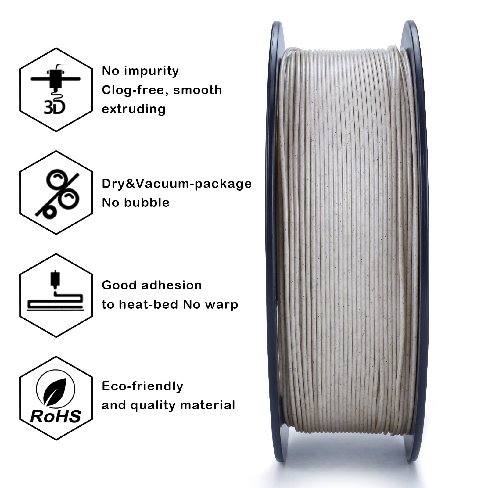 Ziro Pla Stone Filament 1.75Mm, Nature Rock-Like 3D Printer Filament, 1.75Mm, Fits For Almost All Fdm 3D Printers, 1Kg/2.2Lbs Sp