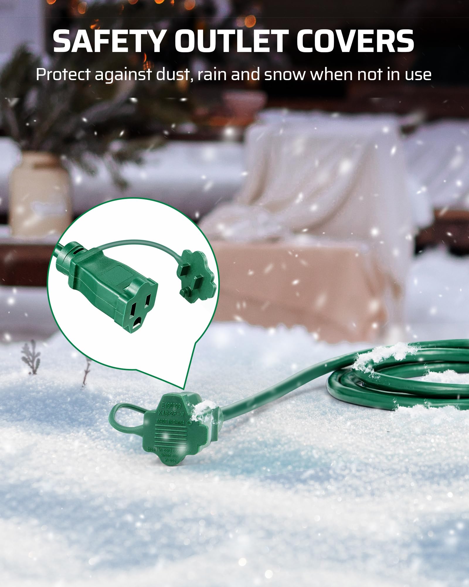 Dewenwils 25Ft Outdoor Extension Cord, Evenly Spaced 3 Outlets Plugs With Safety Cover, 16/3 Sjtw Weatherproof Wire For Outdoor
