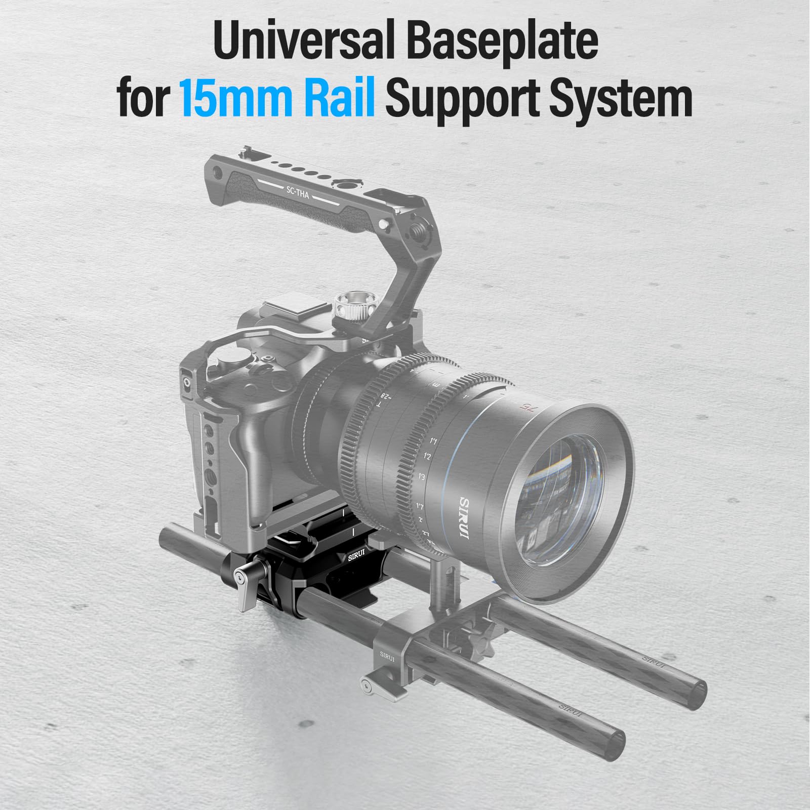 Sirui 15Mm Rail Support System With Quick Release Plate, Camera Baseplate With Dual 15Mm Rod Clamps For Tripod, Shoulder Rig, Follow Focus, Am Qa Lr