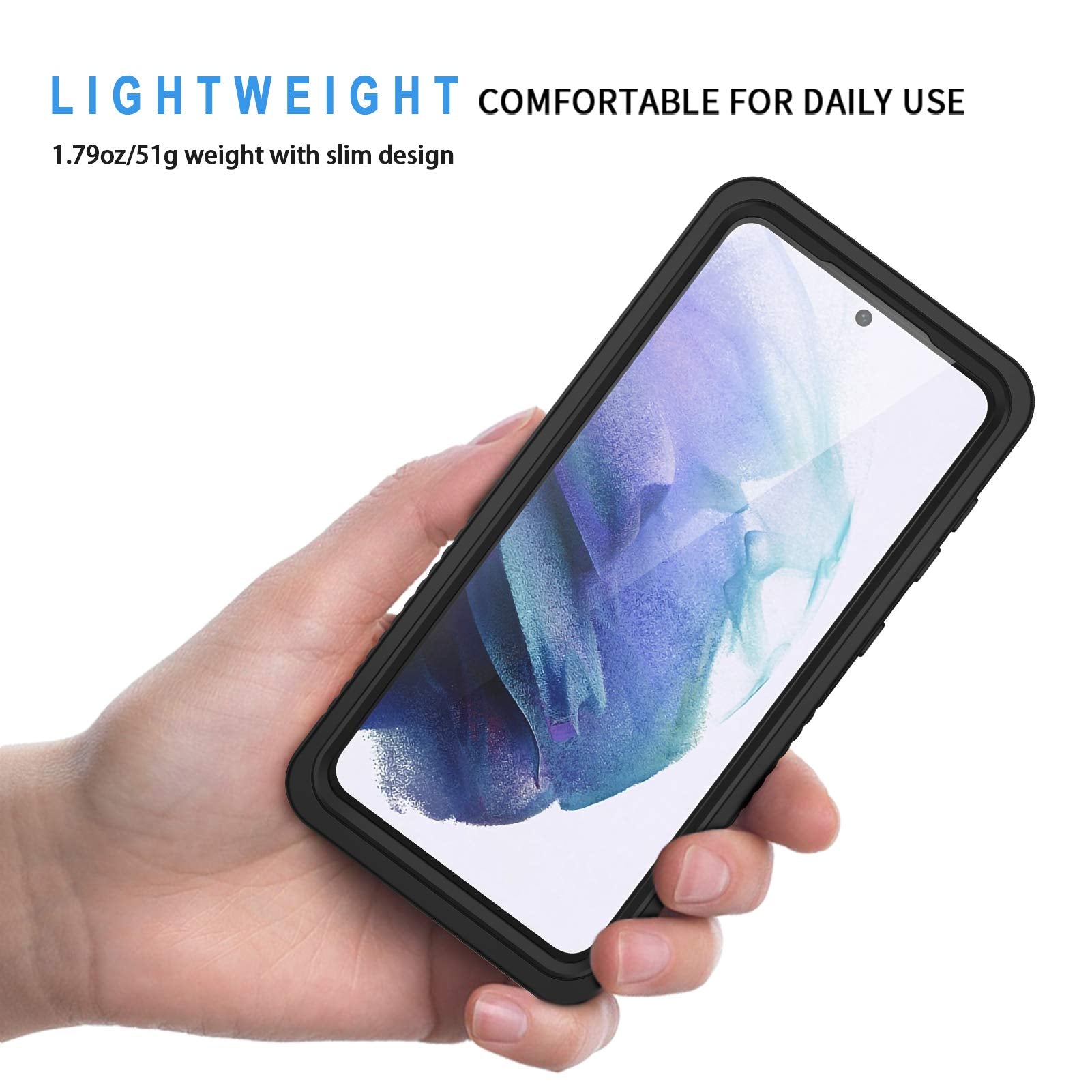 Lanhiem Case For Samsung Galaxy S21 5G Black | Ip68, Waterproof, Dustproof, With Built-In Screen Protector, Rugged, Full Body, S