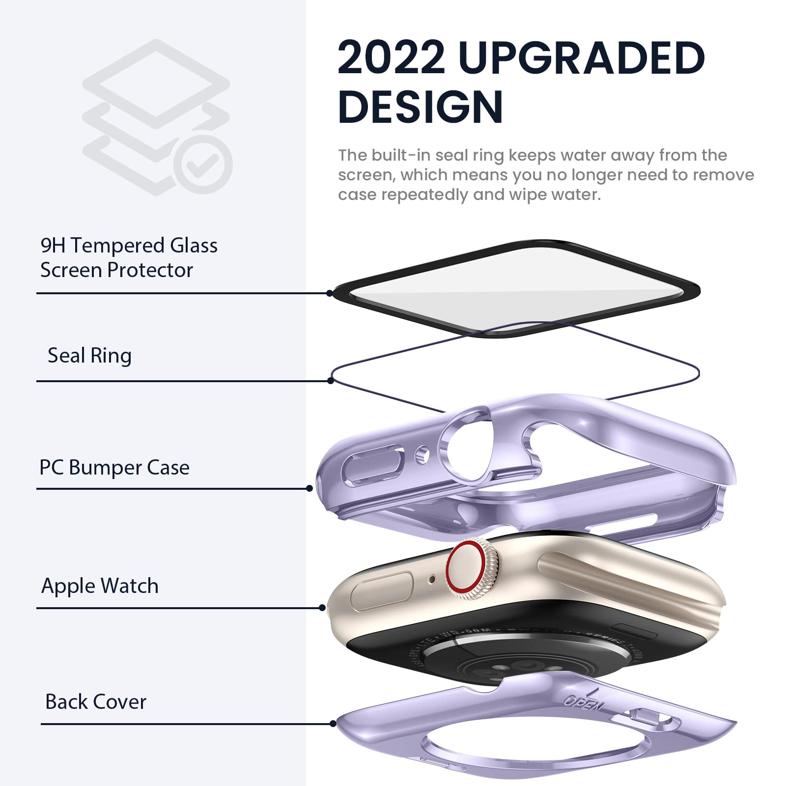 Tensea (2 In 1) For Waterproof Apple Watch Screen Protector Case Se 2Nd Generation Se Series 6 5 4 40Mm Accessories, Iwatch Pc F