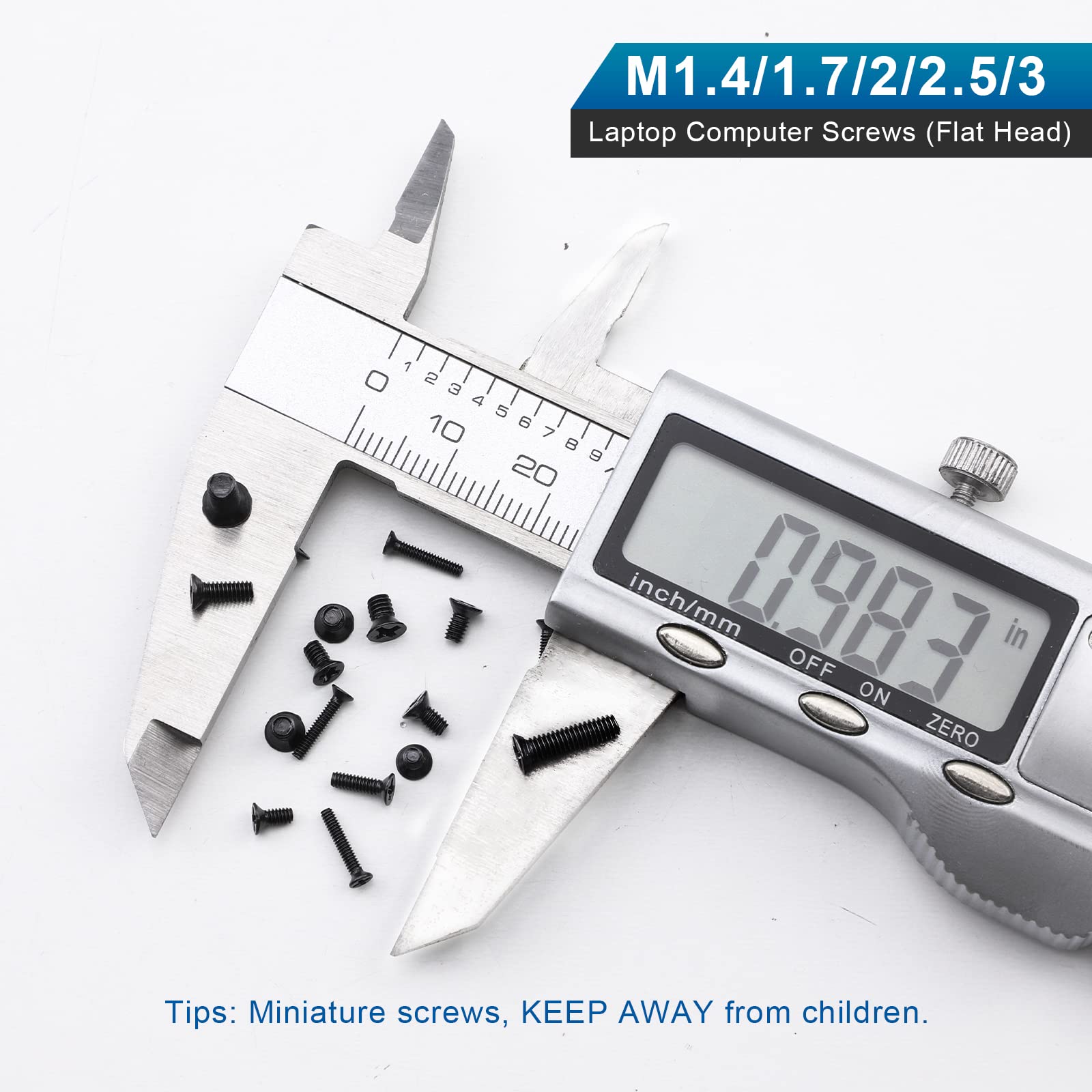 Nindejin 720 Pcs Laptop Notebook Computer Carbon Steel Screws Kit Set, Flat Head Phillips Screw Assortments, M1.4/1.7/2/2.5/3 Co