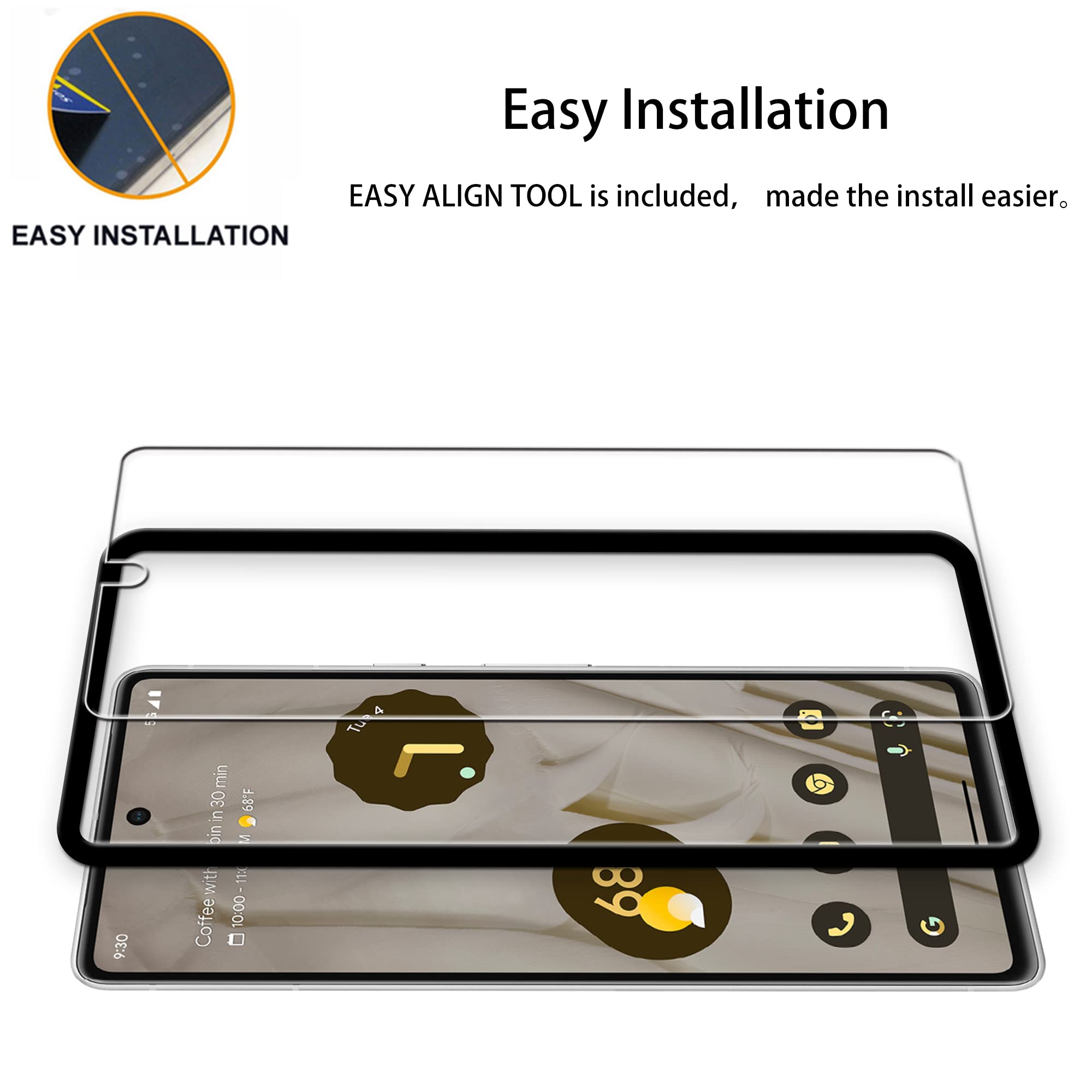 Hkkais Easy Alignment Frame Designed For Google Pixel 7 5G Tempered Glass Screen Protector 2 Pack Camera Lens Protector Film 2 P