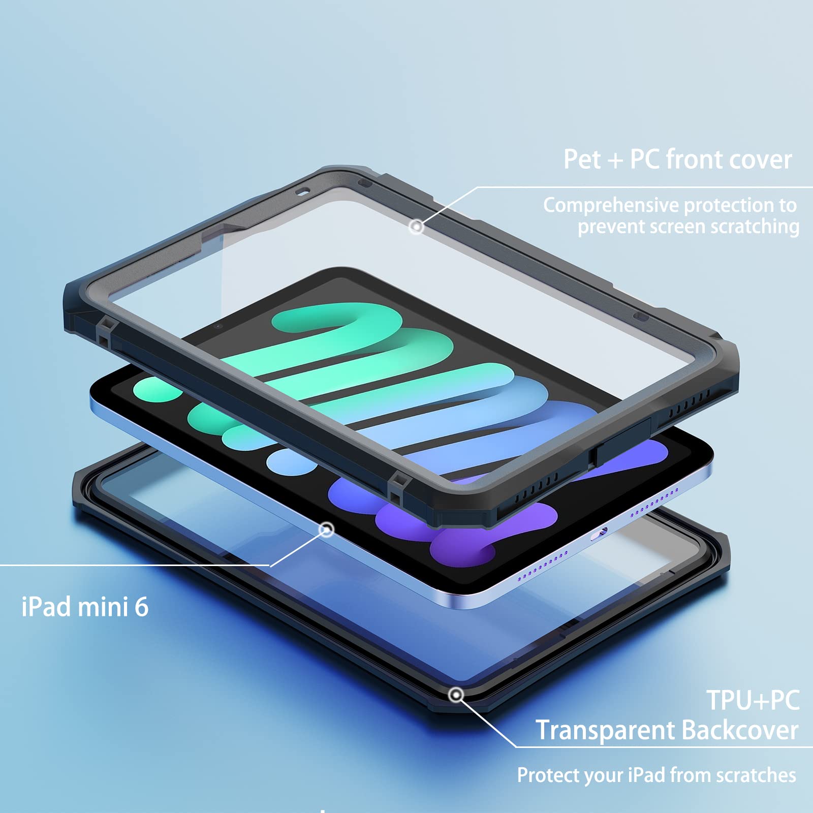For Ipad Mini 6 Case 2021   For Ipad Mini 6Th Generation Case   Waterproof Case With Built In Screen Protector   Full Protection