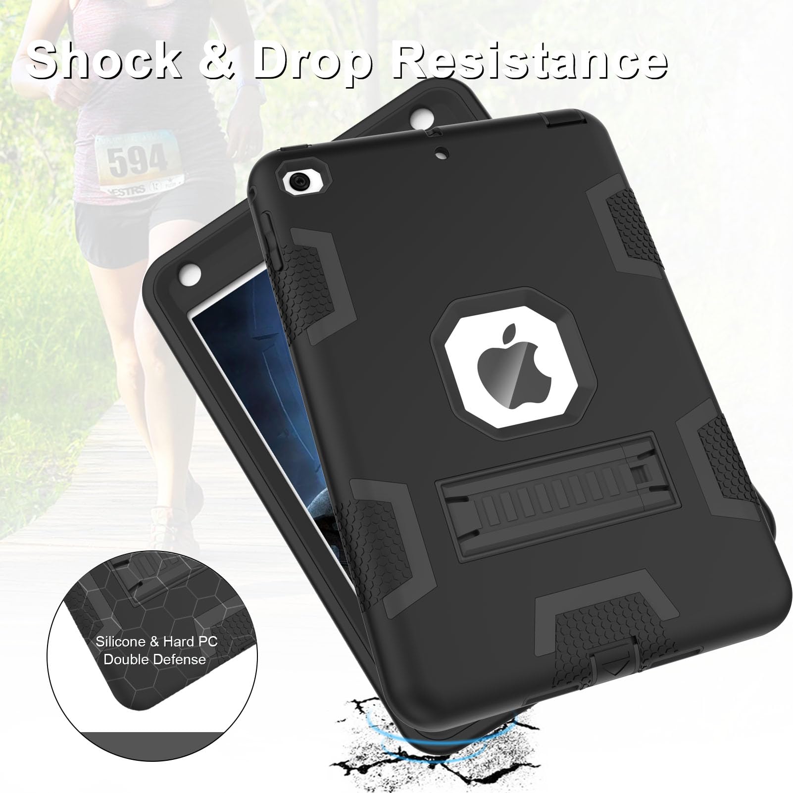 Ccmao Ipad Mini 5 Case 2019, Ipad Mini 4 Case 2015, Heavy Duty Shockproof Hybrid Protective Cover For Ipad Mini 5Th/4Th Generati