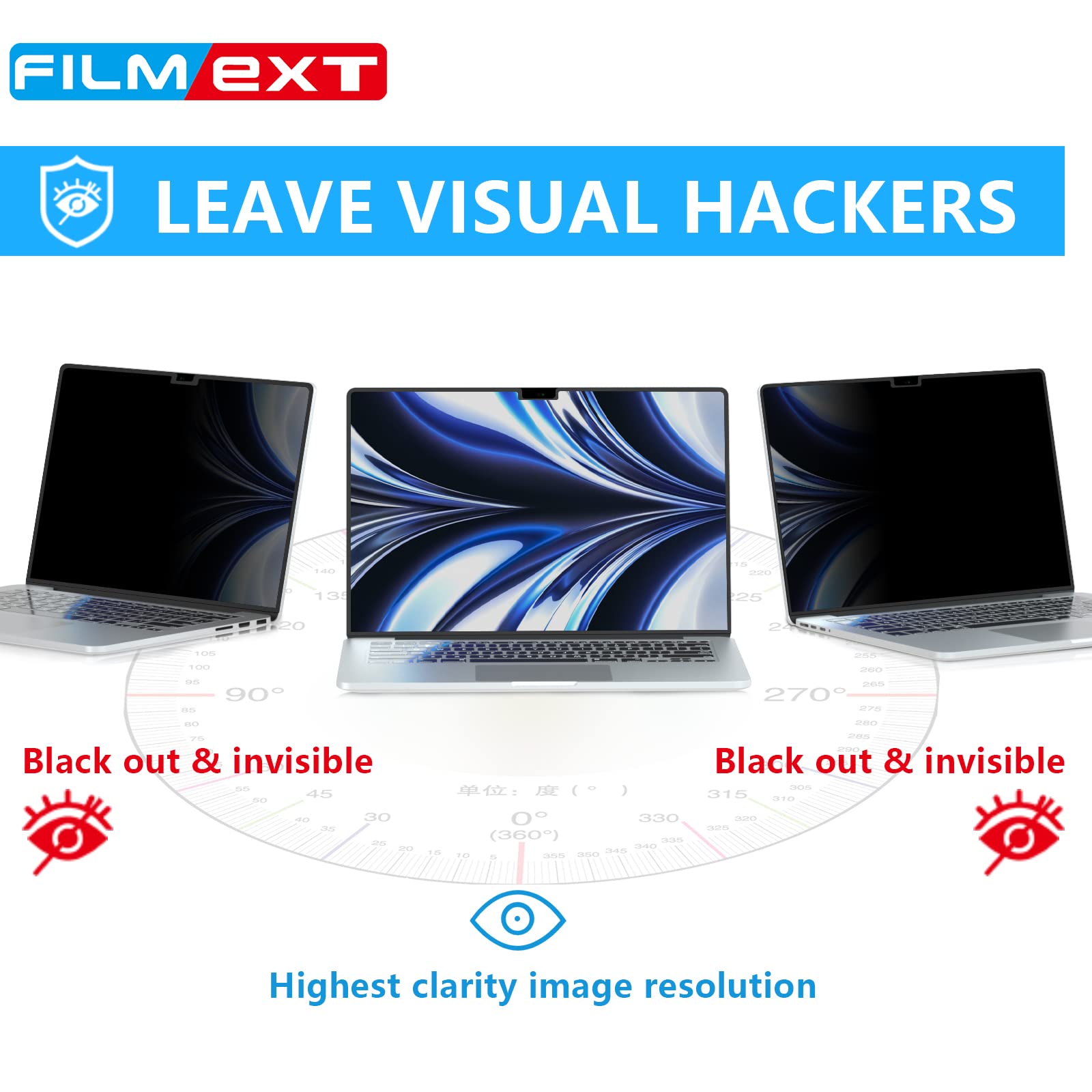 Filmext Macbook Air M2 13.6 Inch Screen Protector, Privacy Shield, 2022 Release (A2681), Polyethylene Terephthalate, 1 Piece