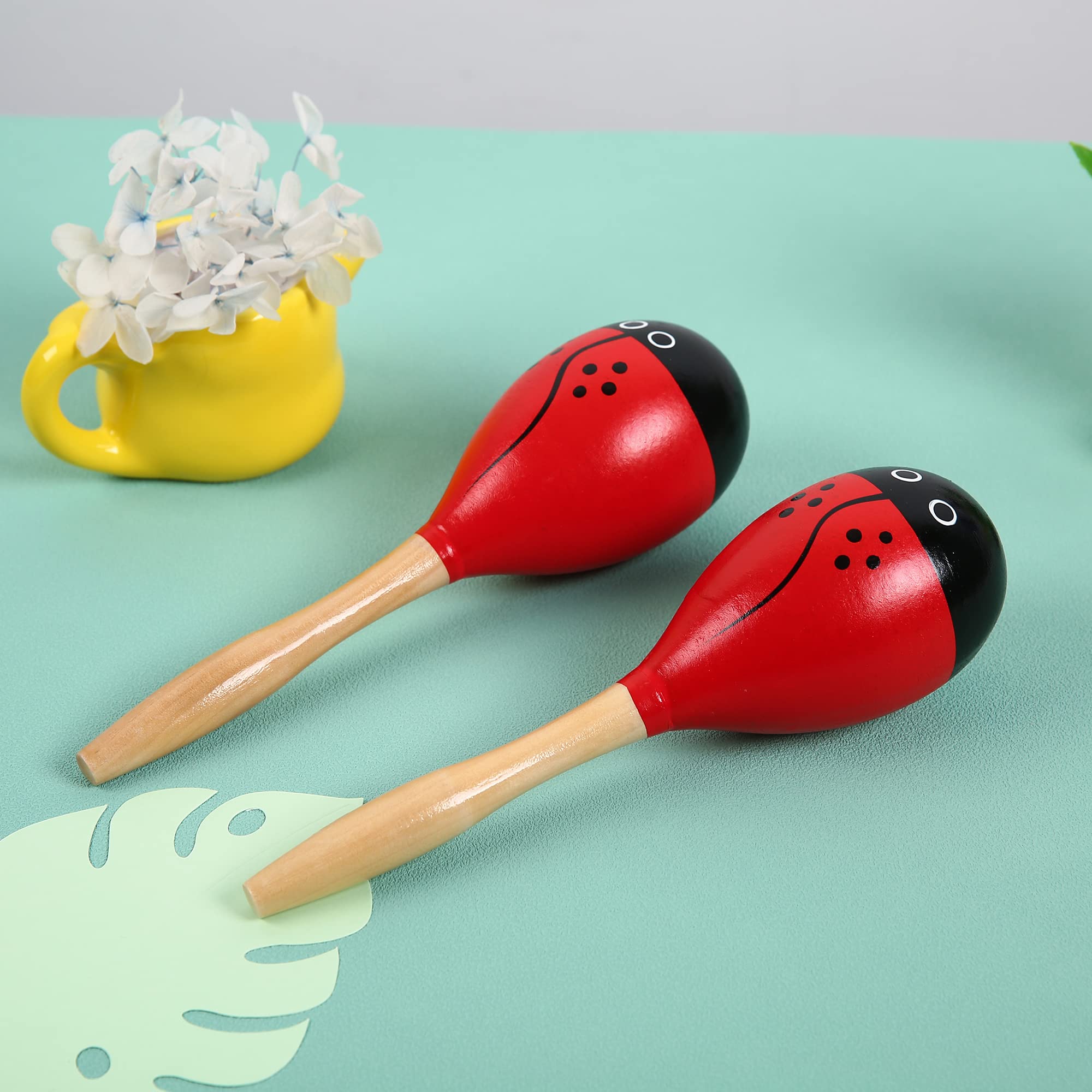 Maracas For Adults Kids Babies, Wooden Maracas Shaker Musical Instrument, Green