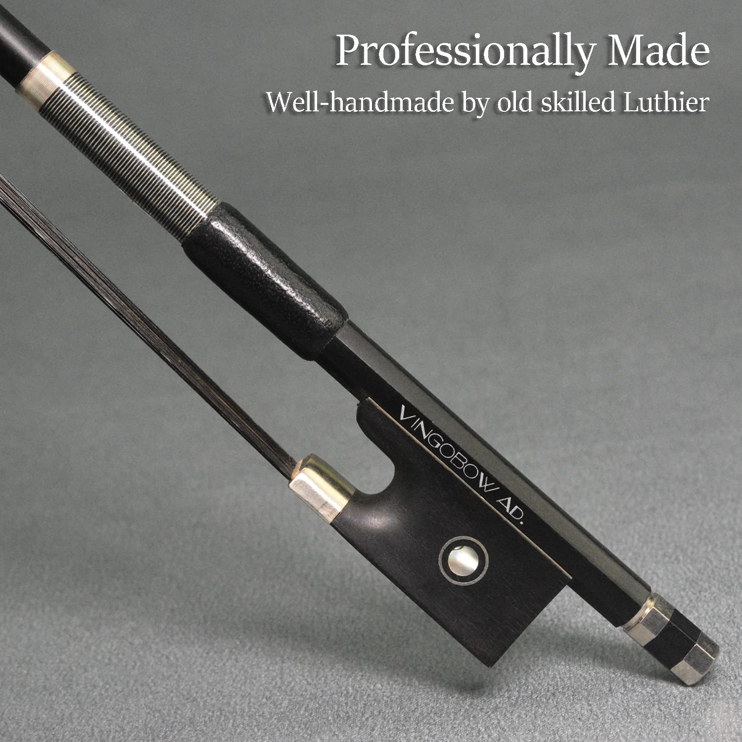 Vingobow 4/4 Size Natural Black Mongolia Horse Hair Carbon Fiber Violin Bow