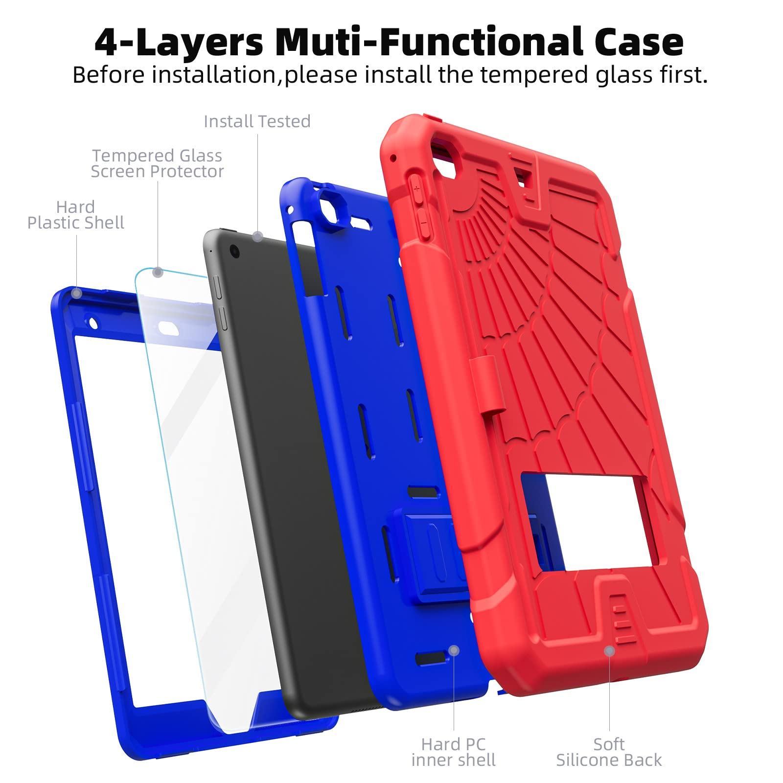 Tsqqst Ipad Mini 4/5 Case For Kids With Glass Screen Protector 2015 2019 | Ipad Mini 5Th 4Th Generation Case With Pencil Holder+