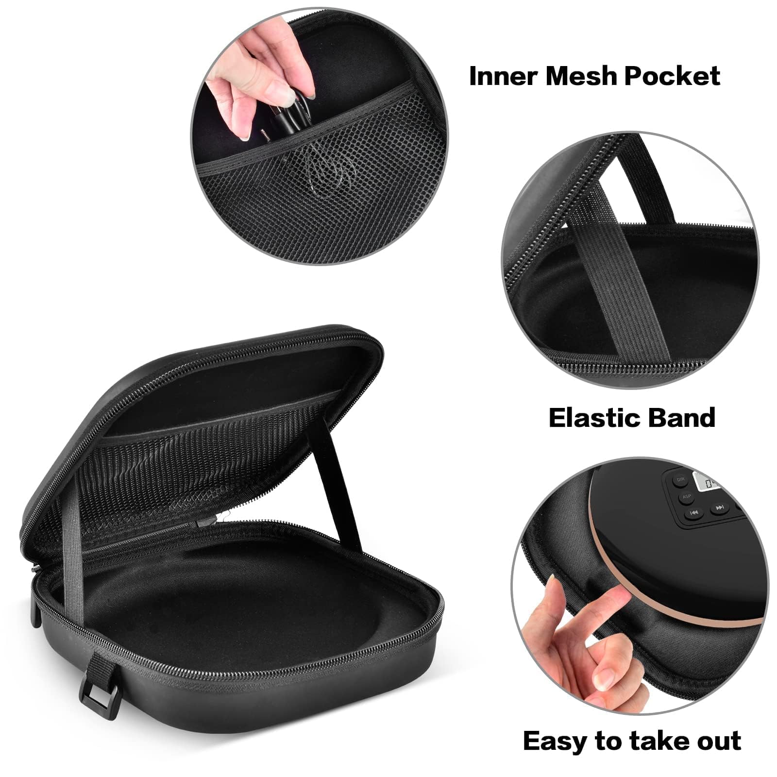 Ankhoh Portable Cd Player Case, Travel Carrying Holder Case For Walkman Discman With Cd Earphone&Cable Accessories Storage, Comp