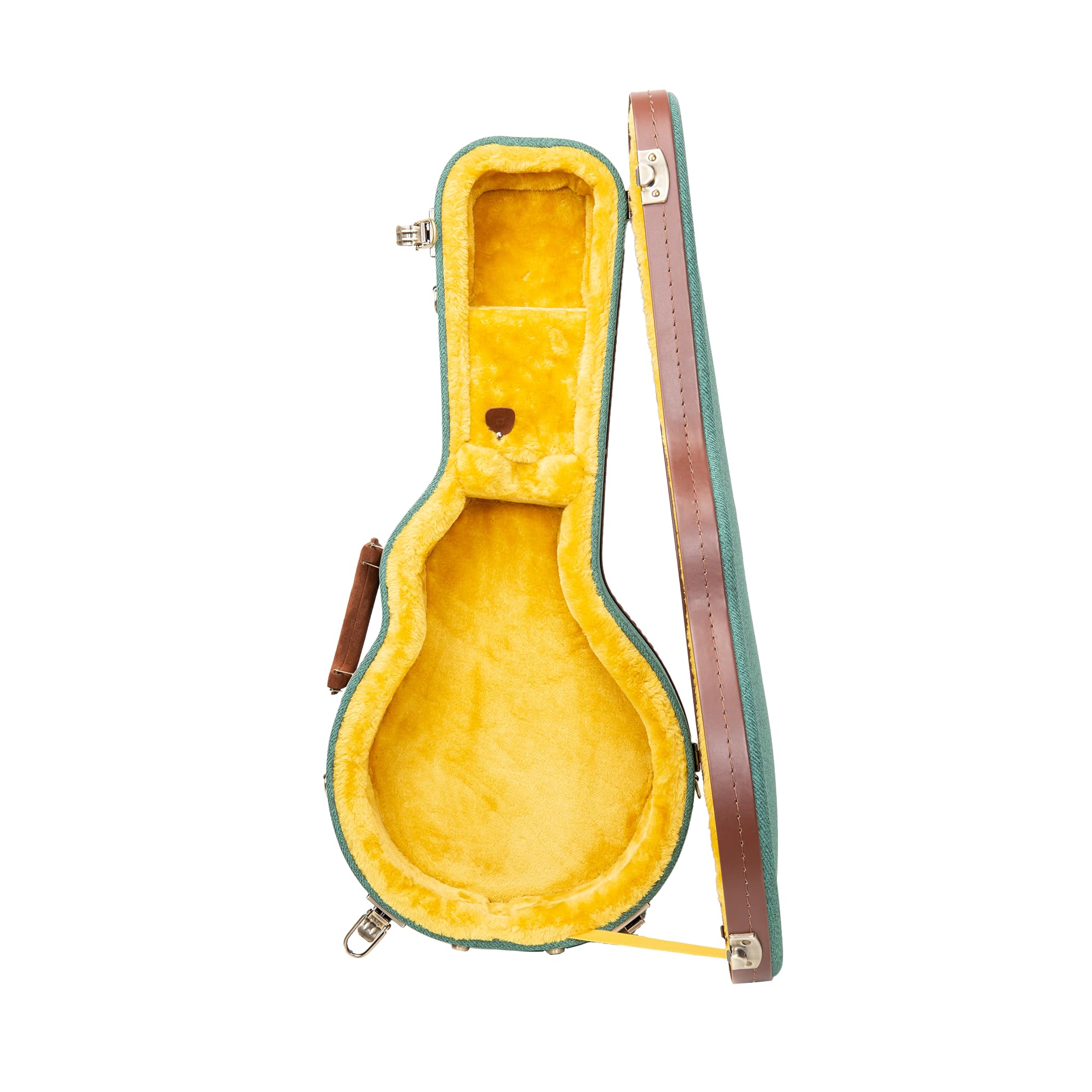 Crossrock Master Series F-Style Mandolin Case | Malachite Blue Tweed Exterior, Re-Engineered Wooden Shell, Leather Handle, Backp