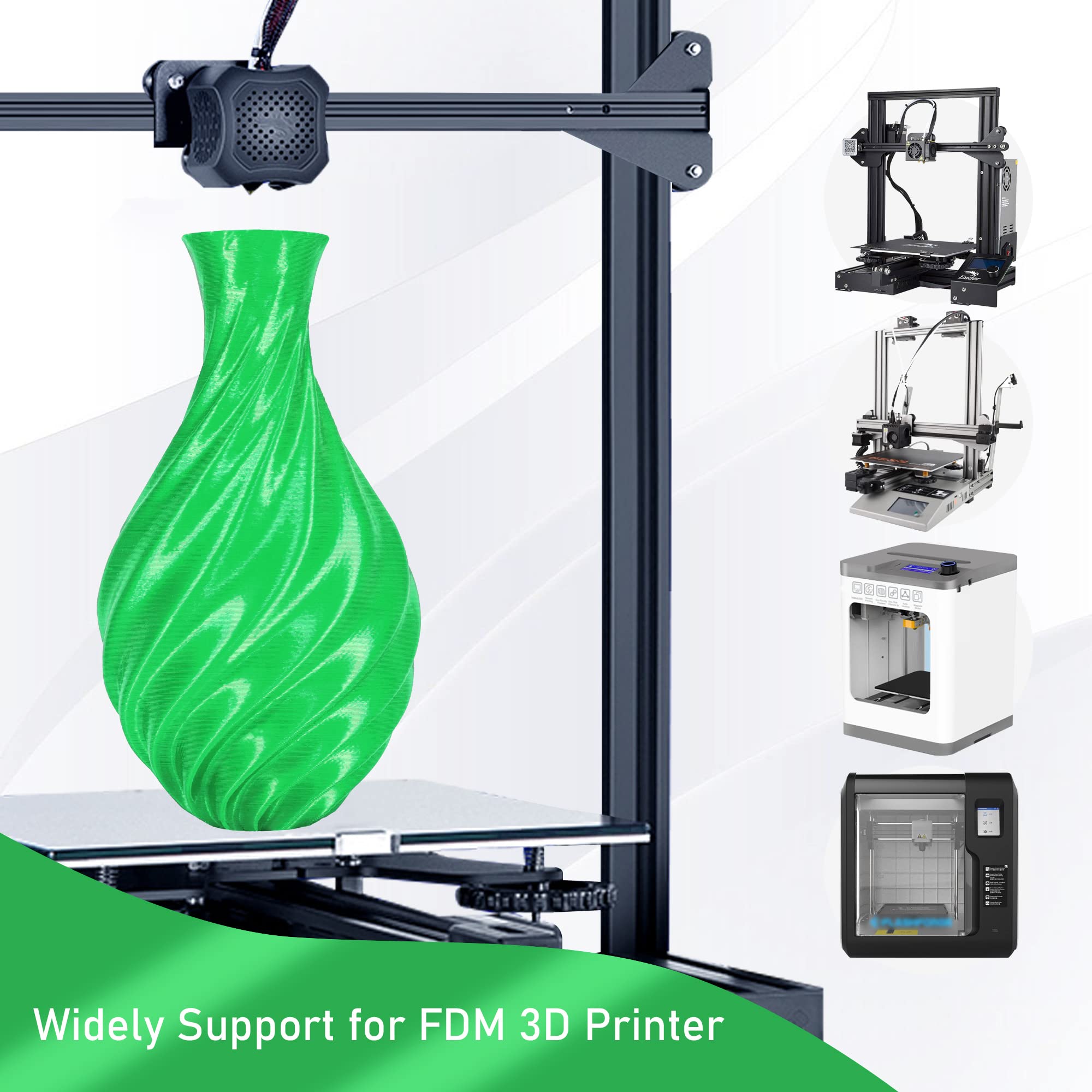 Mika3D Silk Shiny Luster Dark Green Pla 3D Printing Filament, 1Kg 2.2Lbs 1.75Mm 3D Print Material With High Diameter Accuracy, N