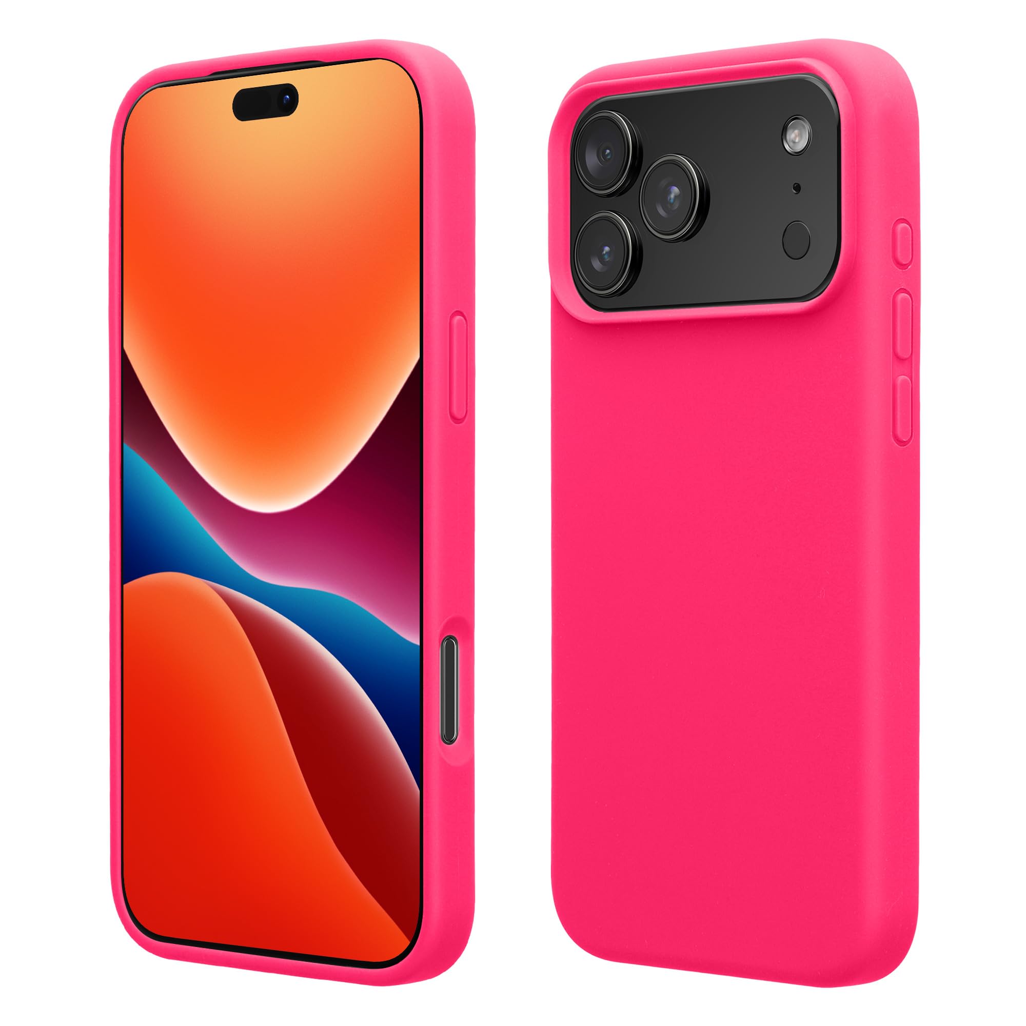 kwmobile Case Compatible with Apple iPhone 17 Pro Case - TPU Silicone Phone Cover with Soft Finish - Neon Pink