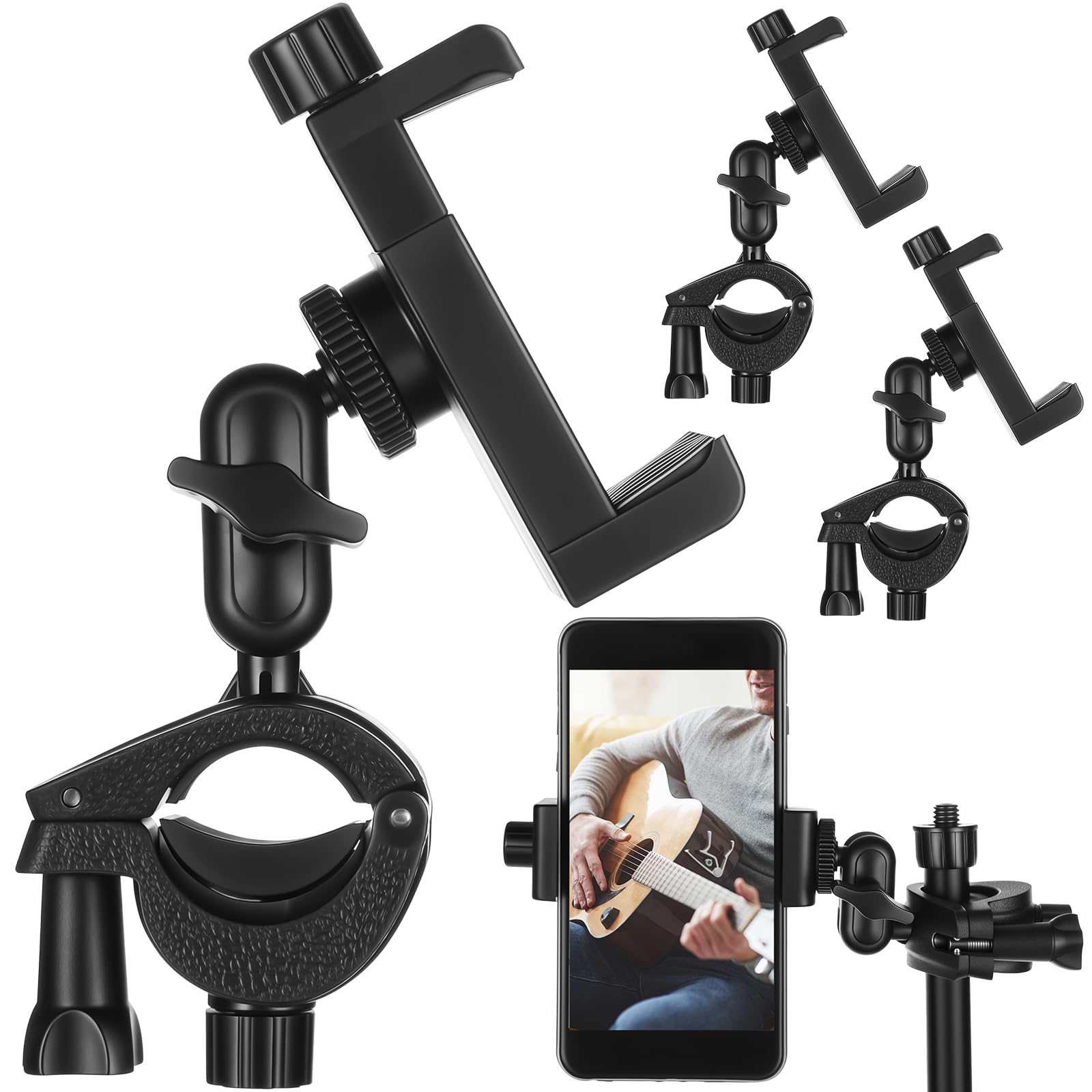 Kingdder 6 Pack Mic Stand Phone Holder Music Stand Holder Adjustable 360 Swivel For Microphone Mount Phone Clamp Mount For Conce