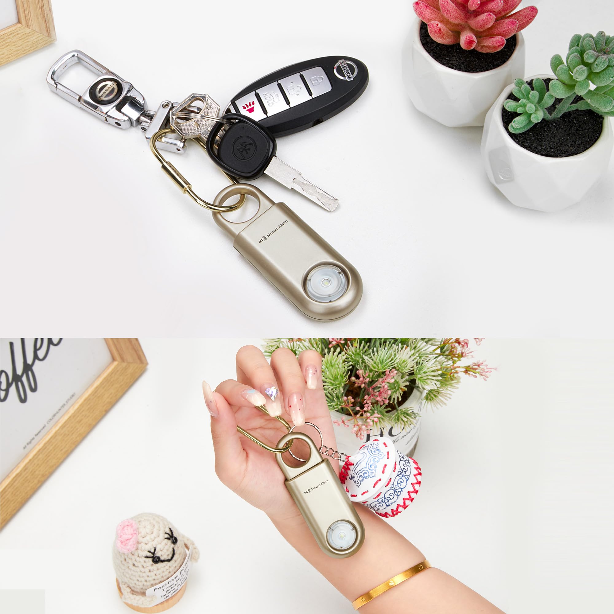 130Db Personal Safety Alarm Strobe Light. Loud Sound Keychain Siren With Carabiner For Women, School Children, Night Runners, Hi