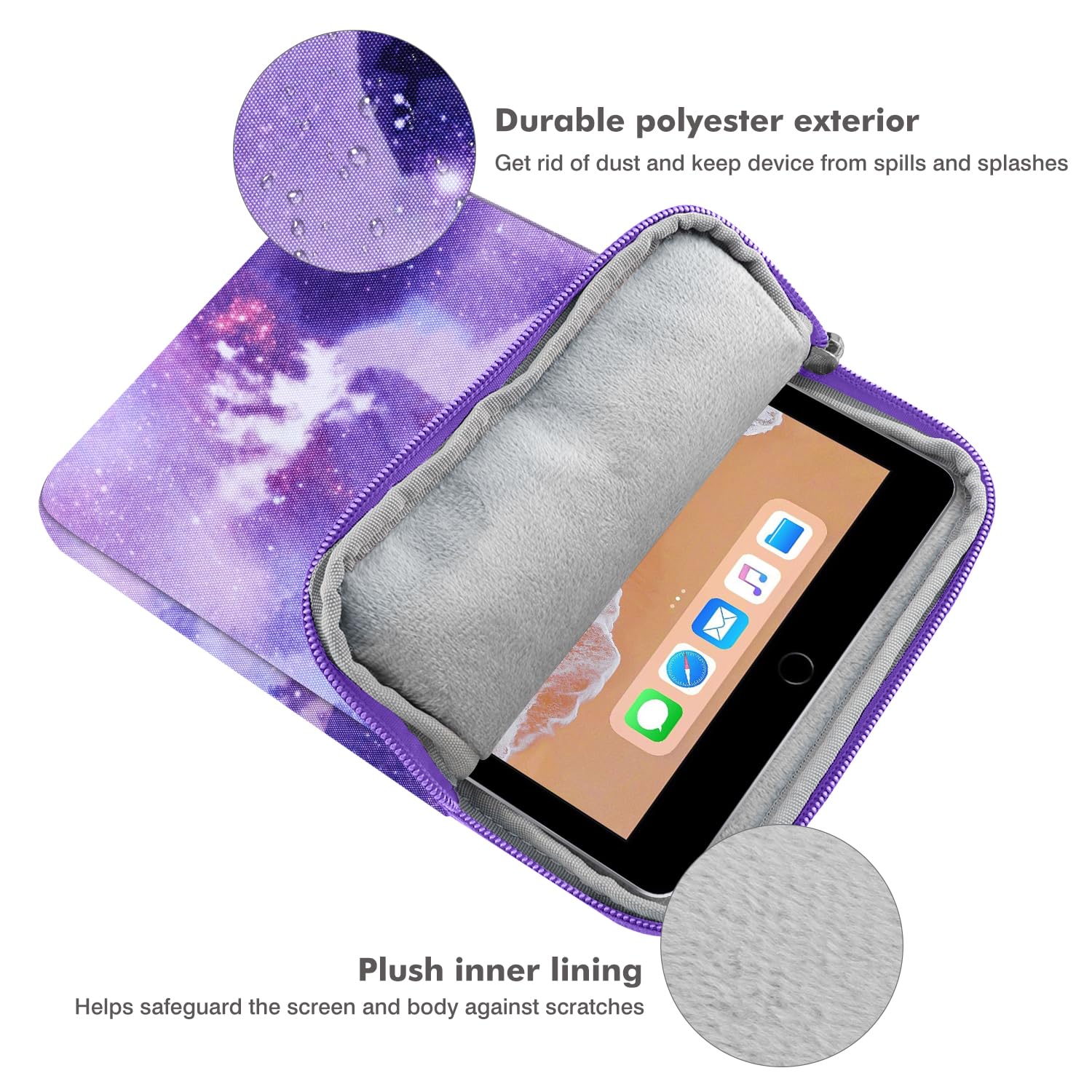 MoKo 9 11 Inch Tablet Sleeve Bag Carrying Case Fits iPad air 5 10.9' 2022, iPad Pro 11 M2 2022 2018, iPad 10th 10.9,iPad 9/8/7th Gen 10.2,iPad Air 4 10.9/Air 3 10.5,Tab S8/S9 11', Purple Starry Sky
