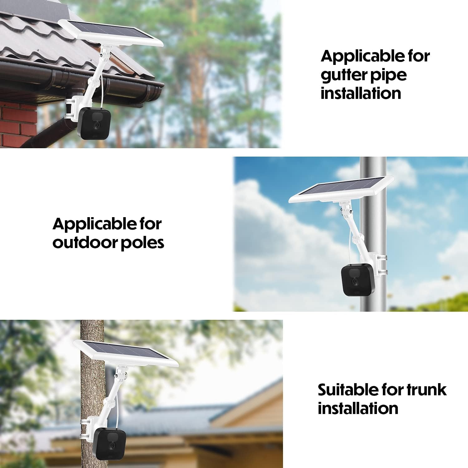 Wasserstein 2 In 1 Universal Pole Mount For Camera & Solar Panel Compatible With Wyze, Blink, Ring, Arlo, Eufy Camera (White)