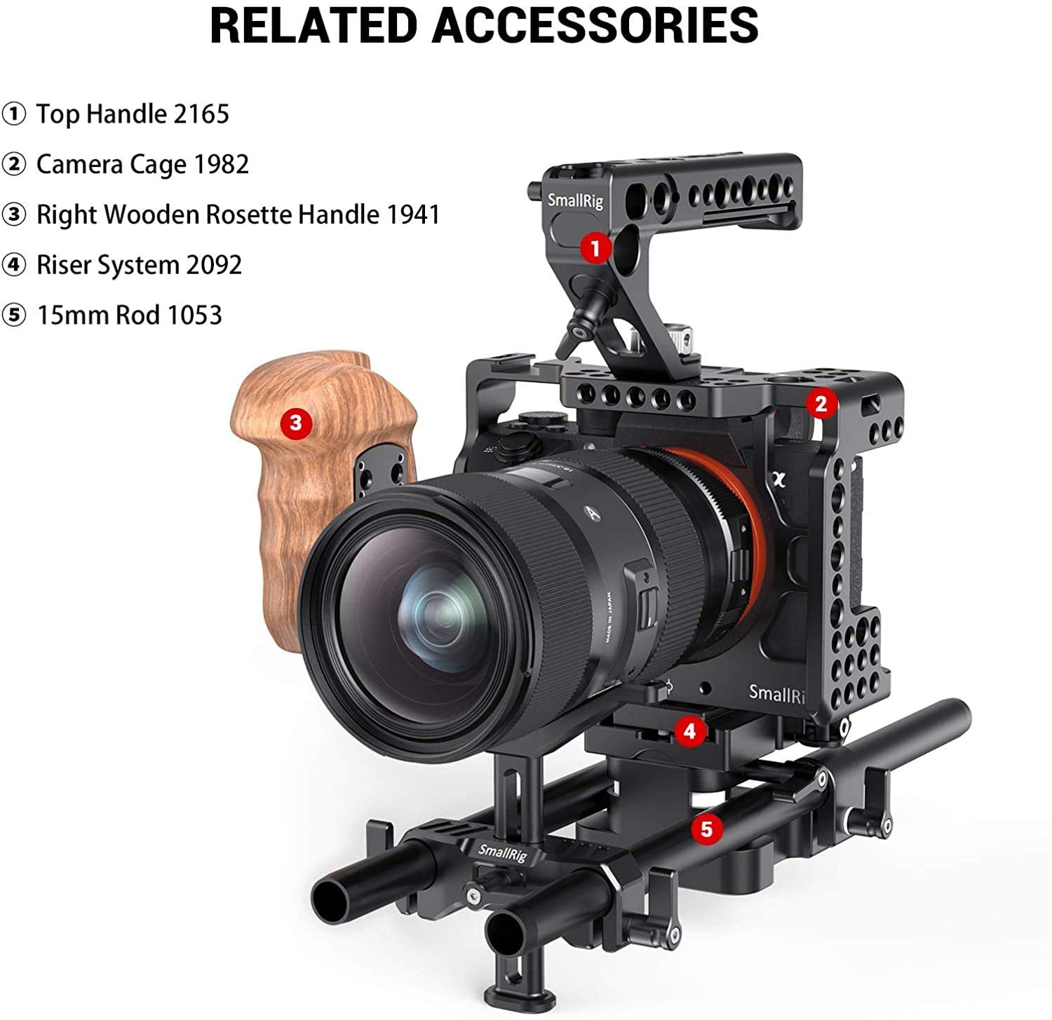 Smallrig 15Mm Long Lens Support, 53.5Mm Height Adjustable Lens Bracket For Dslr Camera Shoulder Rig   Bsl2681