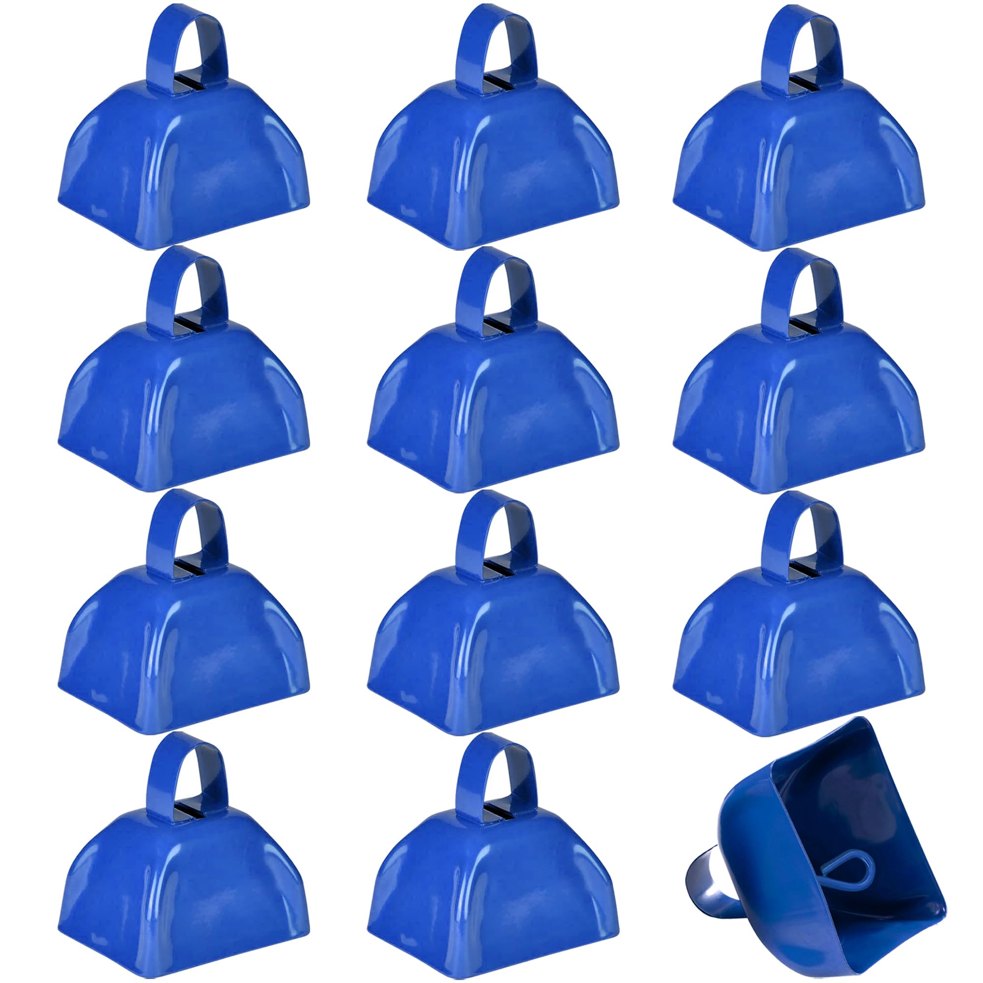 Metal Cowbells   12 Pack, 3 Inch Blue Cow Bells For Sporting Events, Cheering, Spirit, Loud Cow Bell Ideal Hand Percussion Cowbe