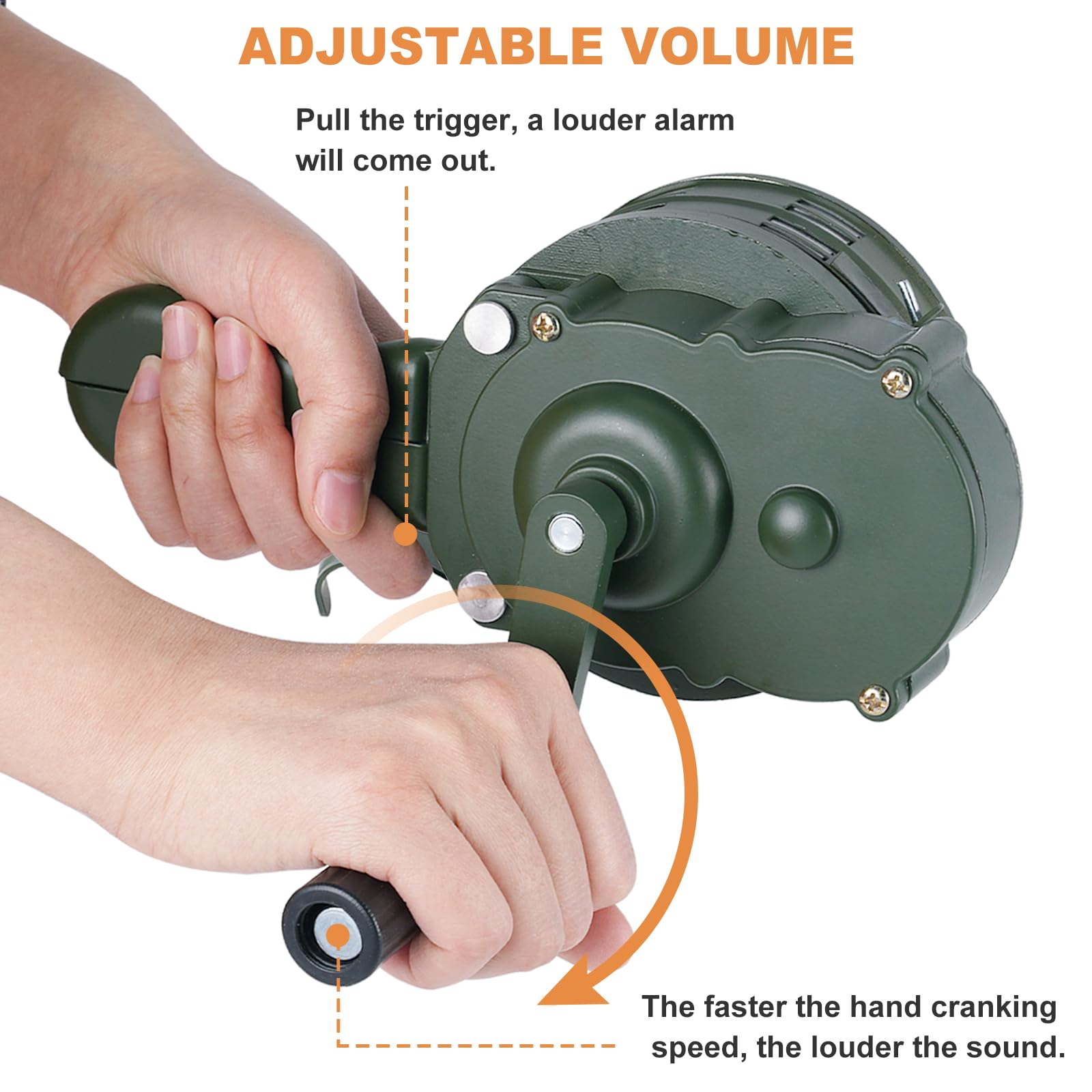 Saladulce Hand Crank Siren Horn Manual Operated Metal Alarm Handheld Air Raid Siren Portable Loud Manual Siren Emergency Safety