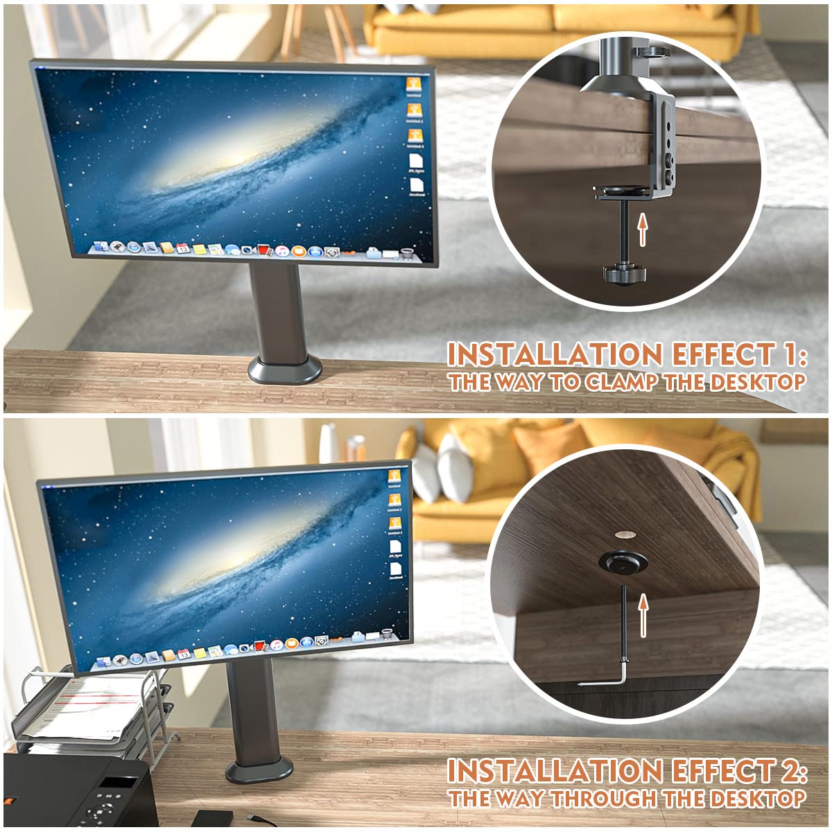 Hemudu Single Desk Monitor Arm Mount Stand Fit For 13 Inch To 34 Inch Flat Curved Computer Screen With Swivel, Height Adjustable