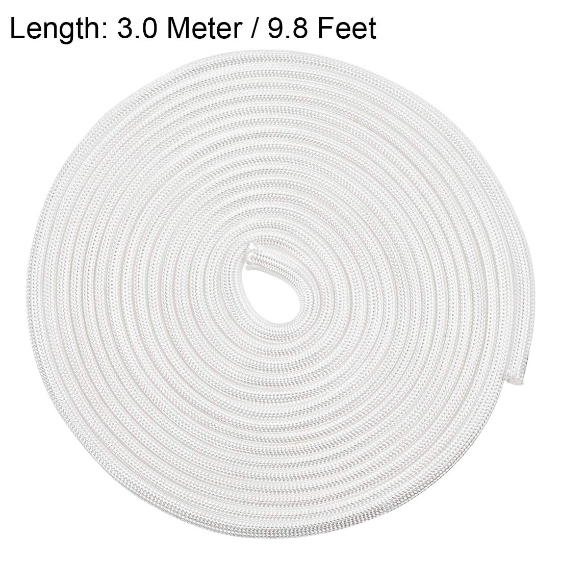 Uxcell Insulation Braid Sleeving, 9.8Ft 3Mm High Temp Fiberglass Sleeve White
